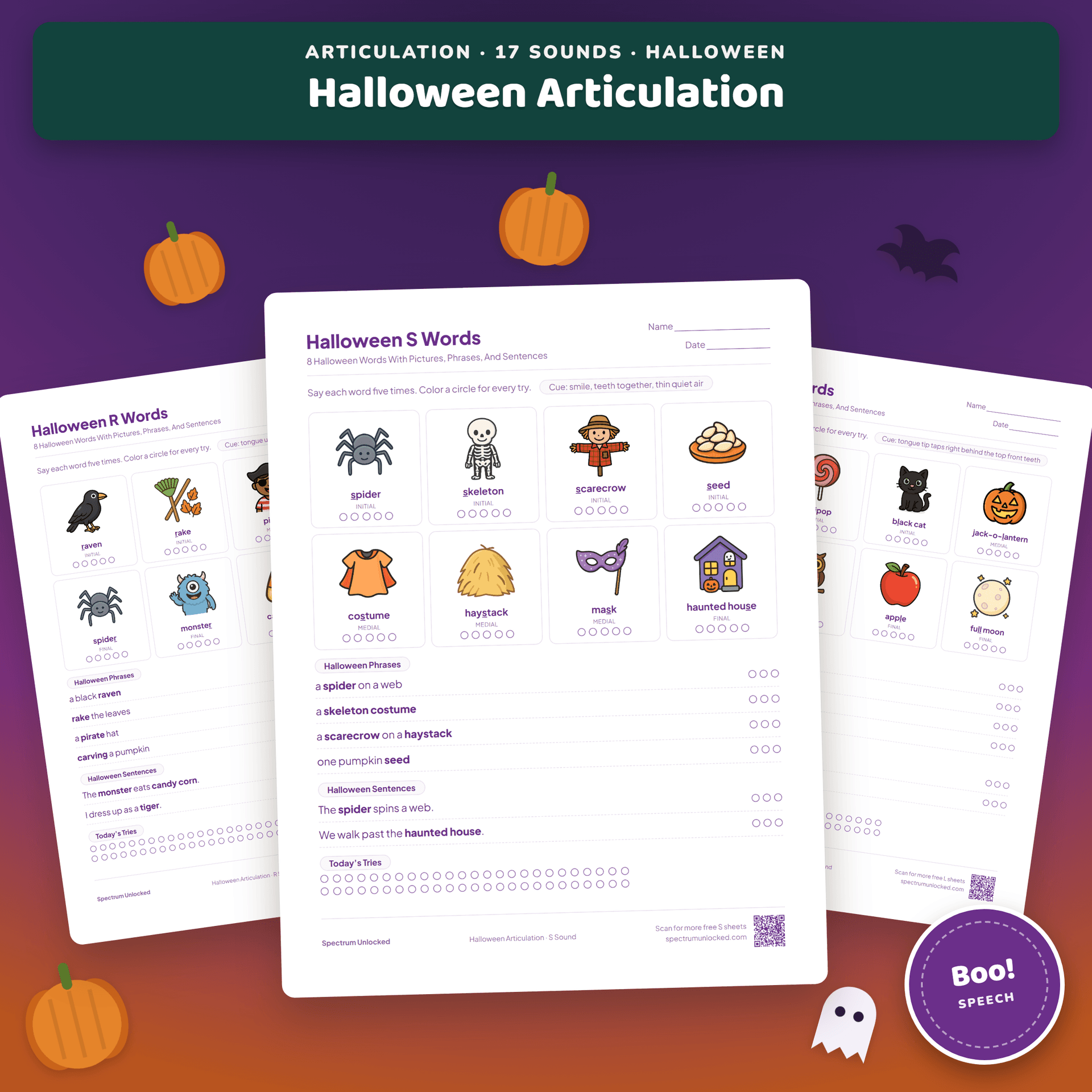 Halloween Articulation Activities cover