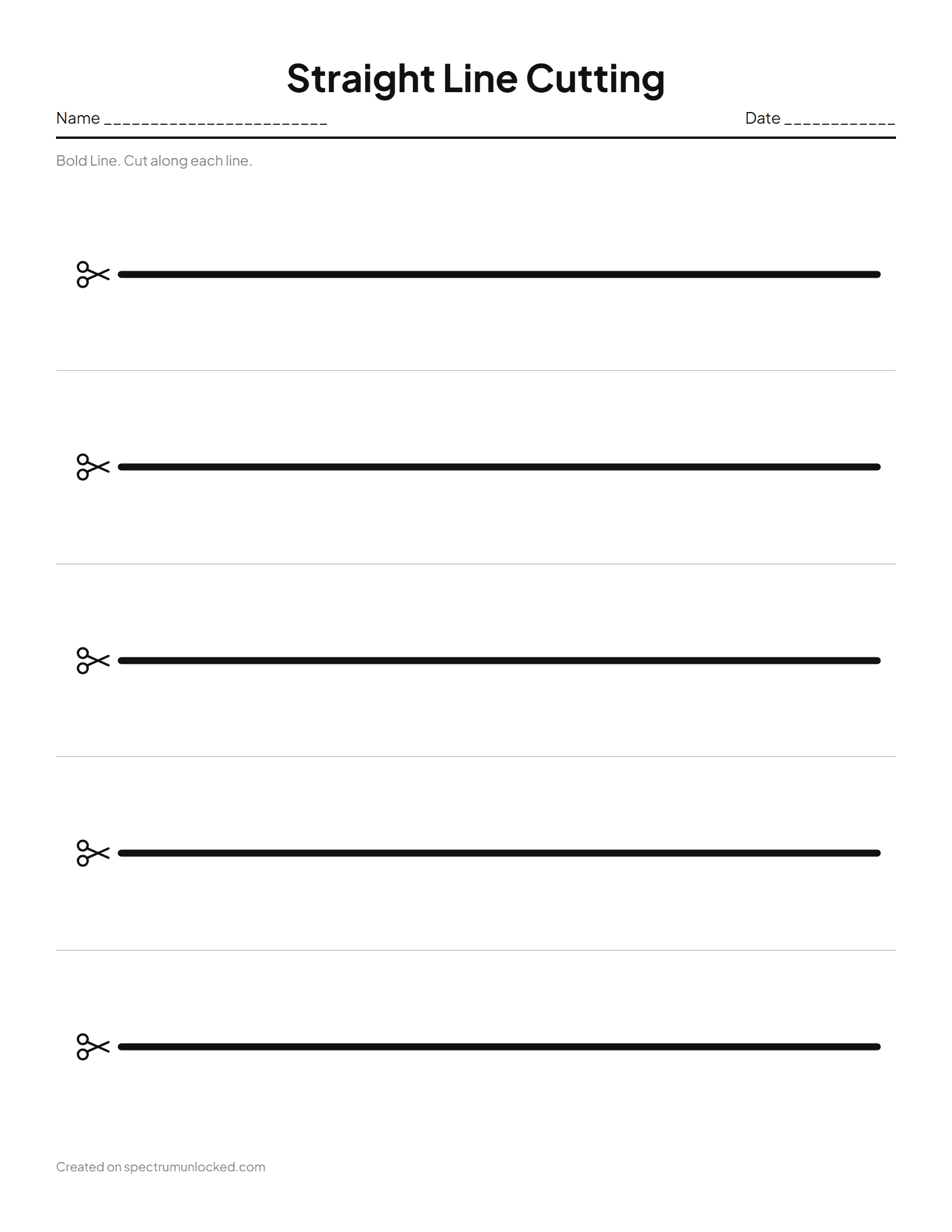 Straight Line Cutting Strips: preview of the printable sheet