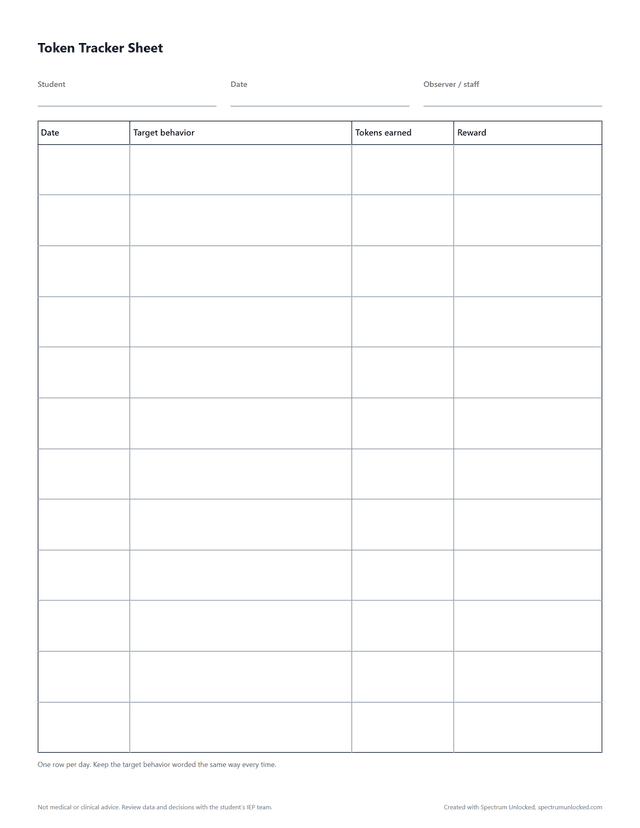 Token Tracker Sheet preview