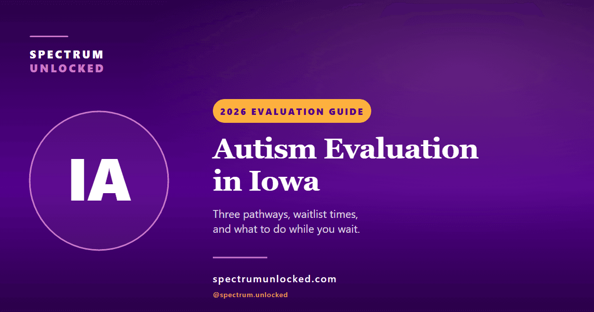 Autism evaluation in Iowa: Spectrum Unlocked 2026 state guide cover