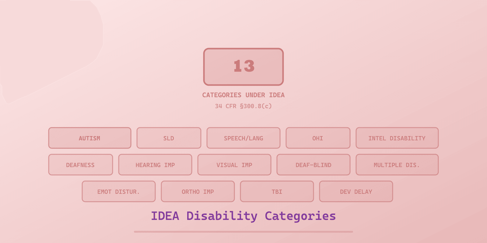 Illustrated cover for 'The 13 IDEA Disability Categories Explained', a Spectrum Unlocked Education guide