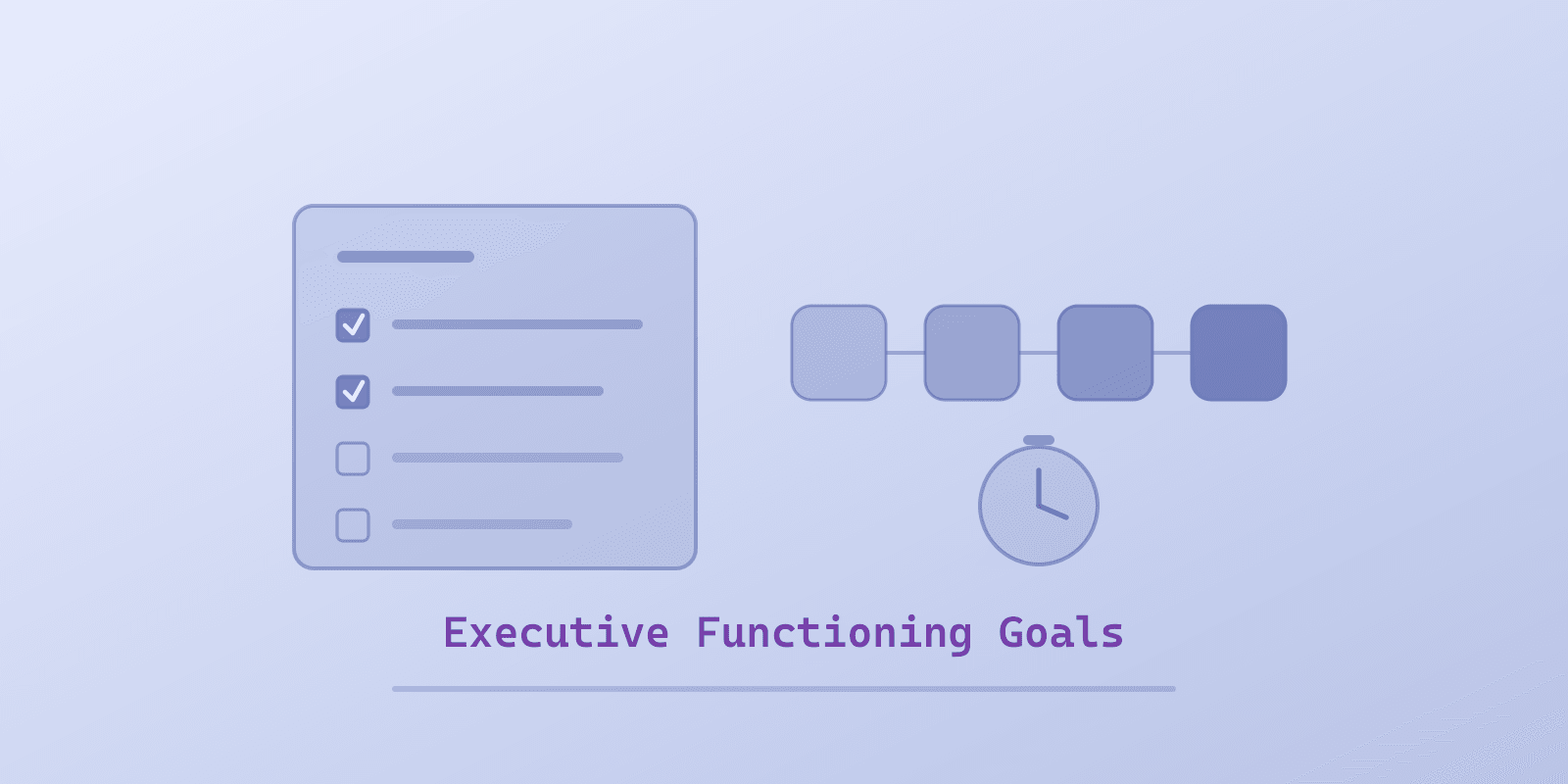 Illustrated cover for 'Executive Functioning IEP Goals (By Age, With Measurement Methods)', a Spectrum Unlocked Education guide