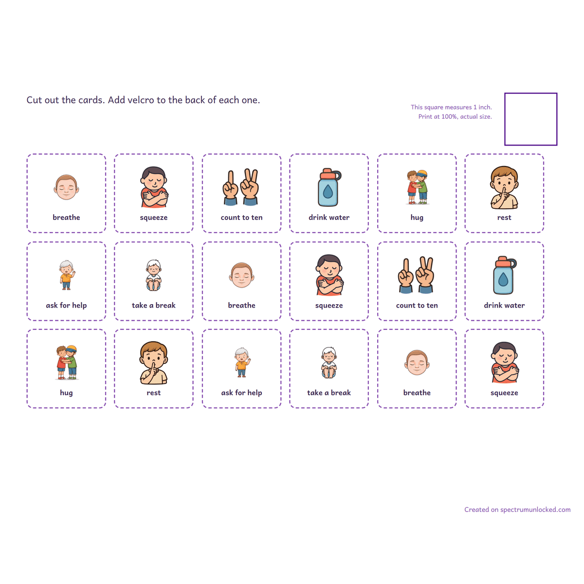 Class set card sheet with four copies of every picture card from the Adapted Book Complete Set