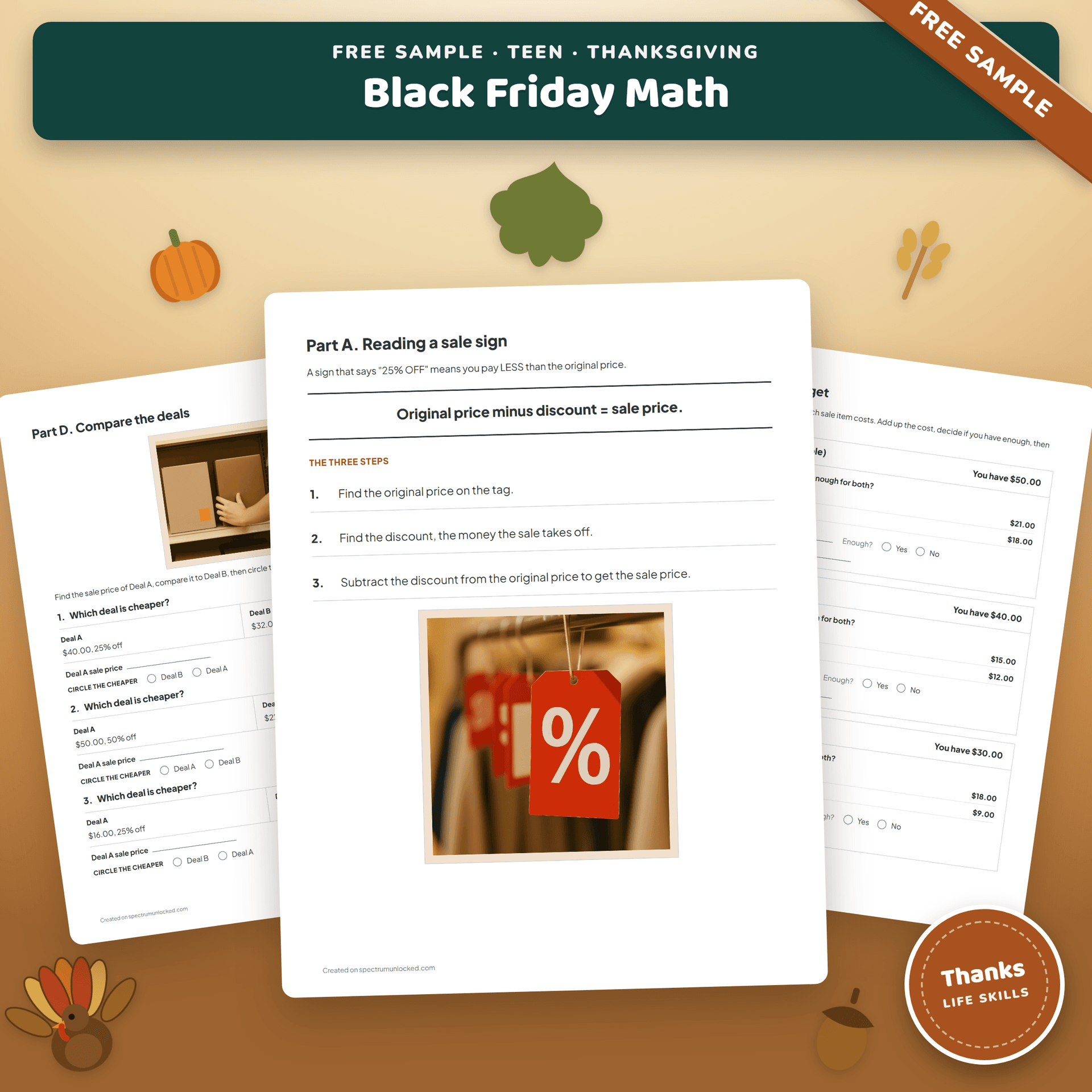 Free Black Friday Budget Math Sample for Teens cover