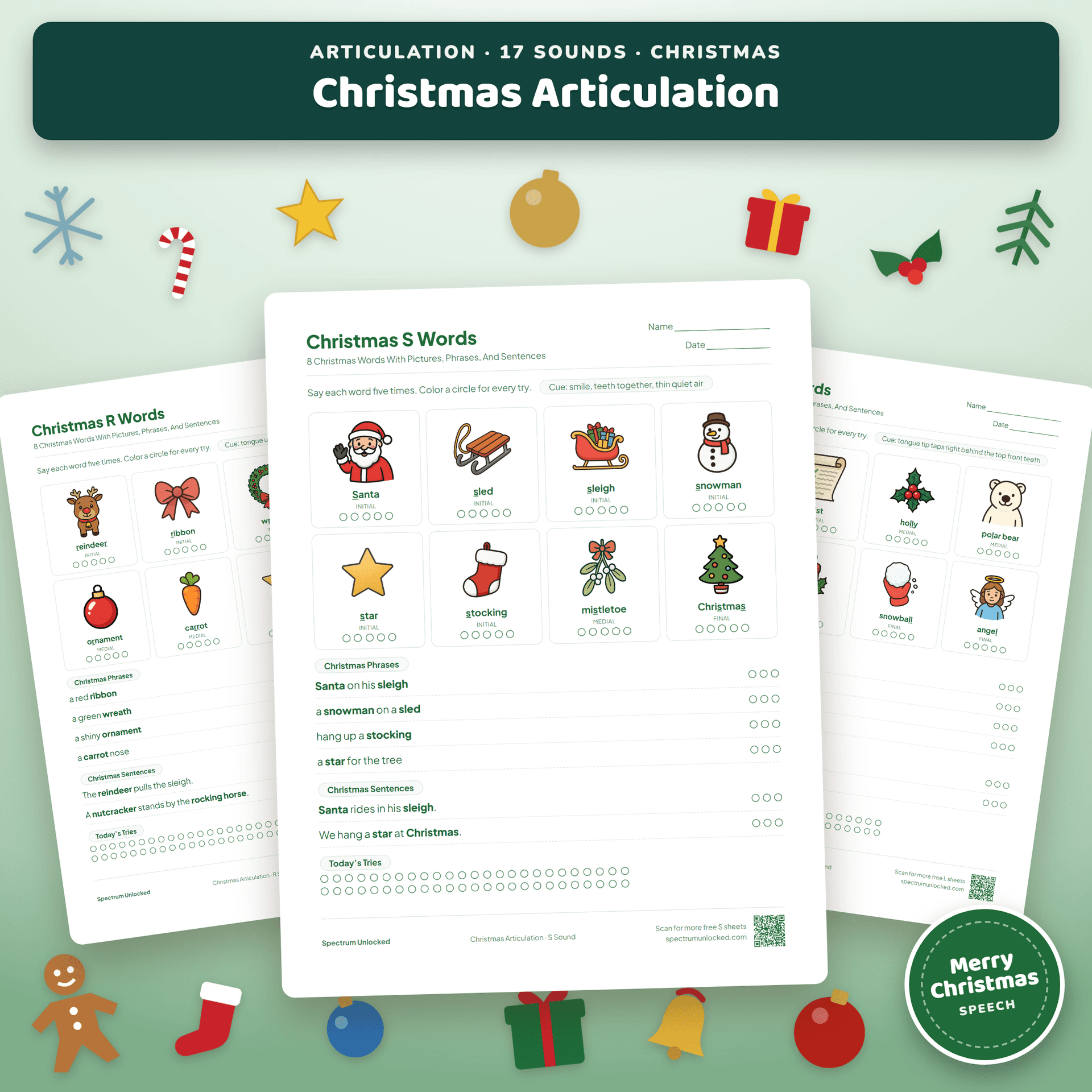 Christmas Articulation Activities cover
