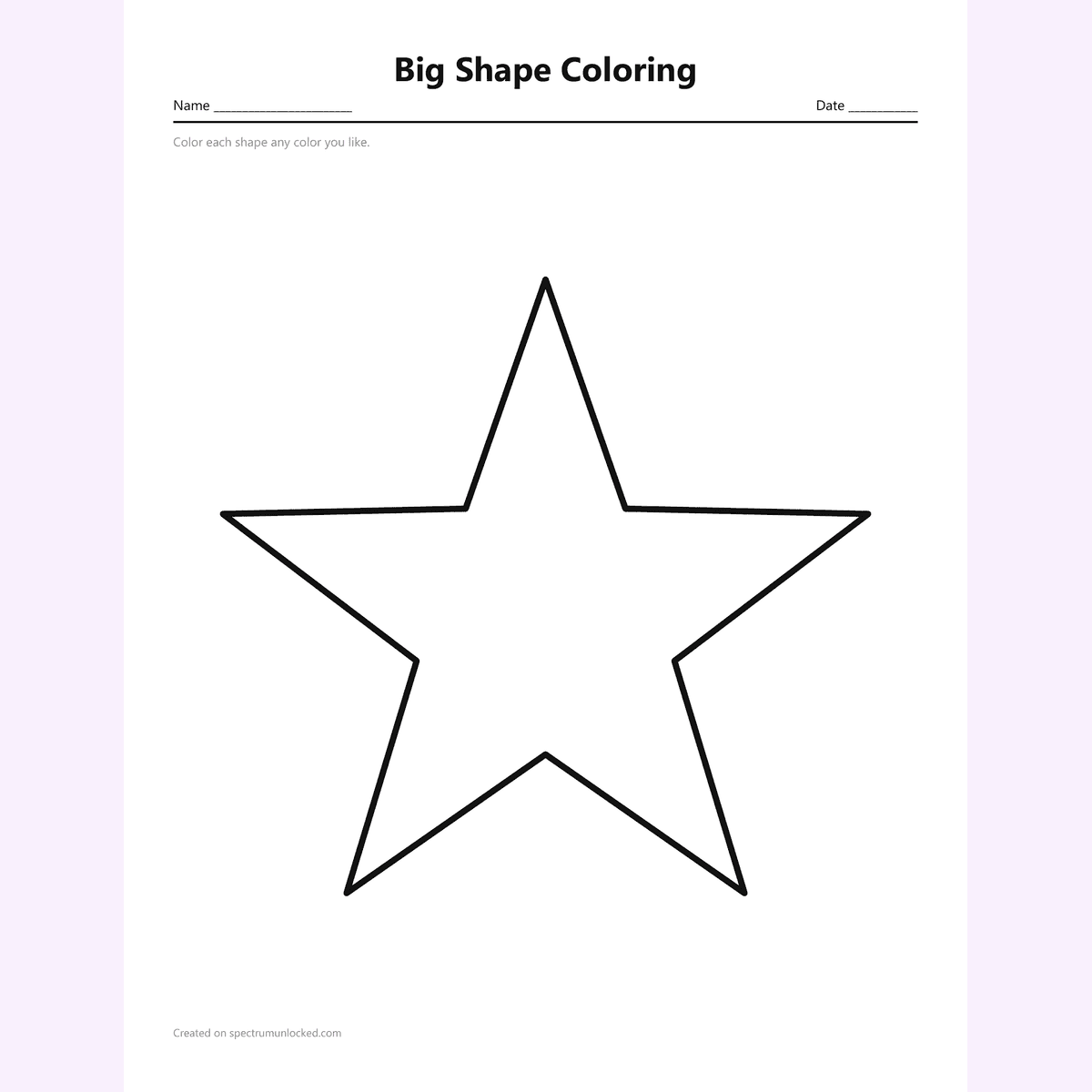 Big one-per-page star coloring sheet