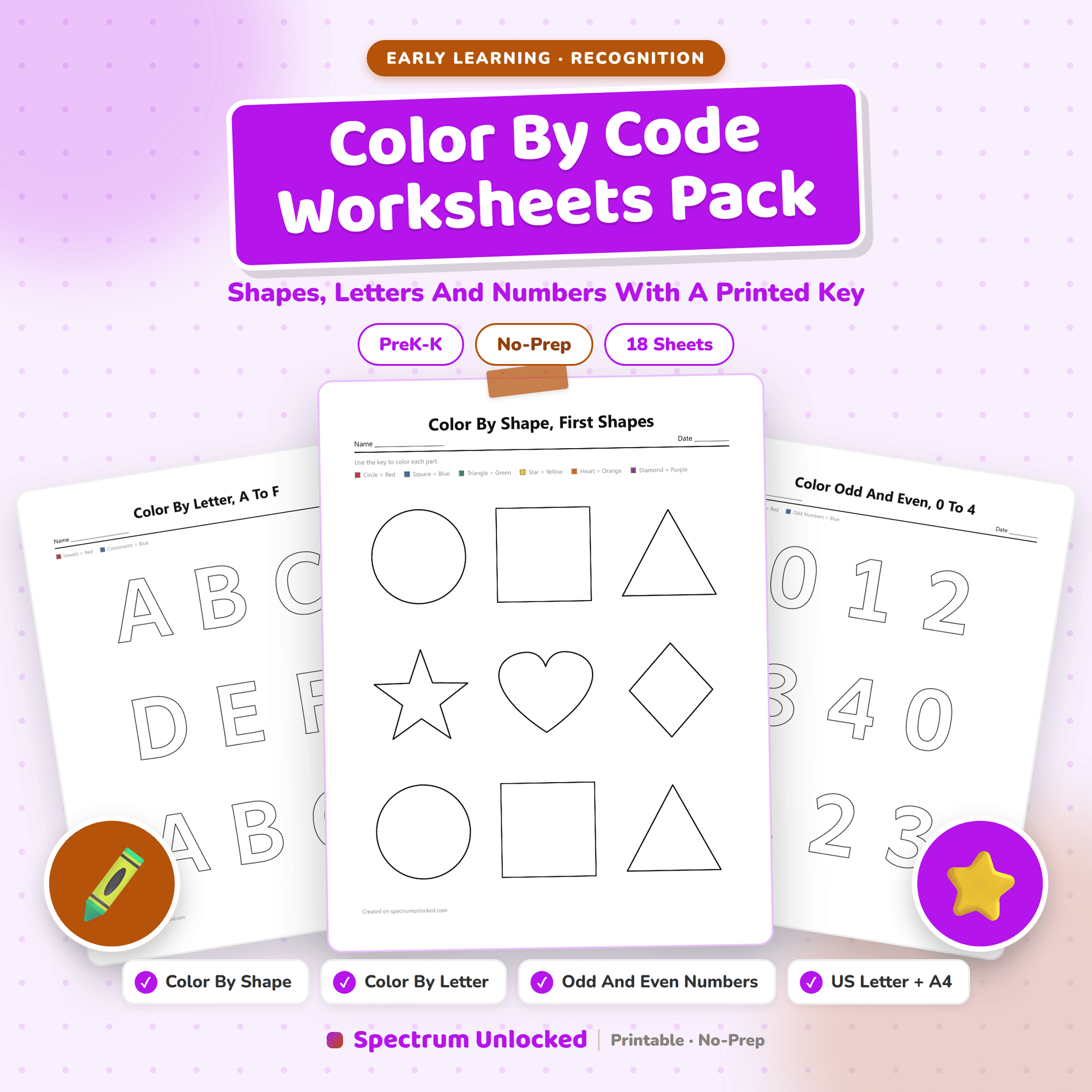 Color By Code Worksheets Pack cover