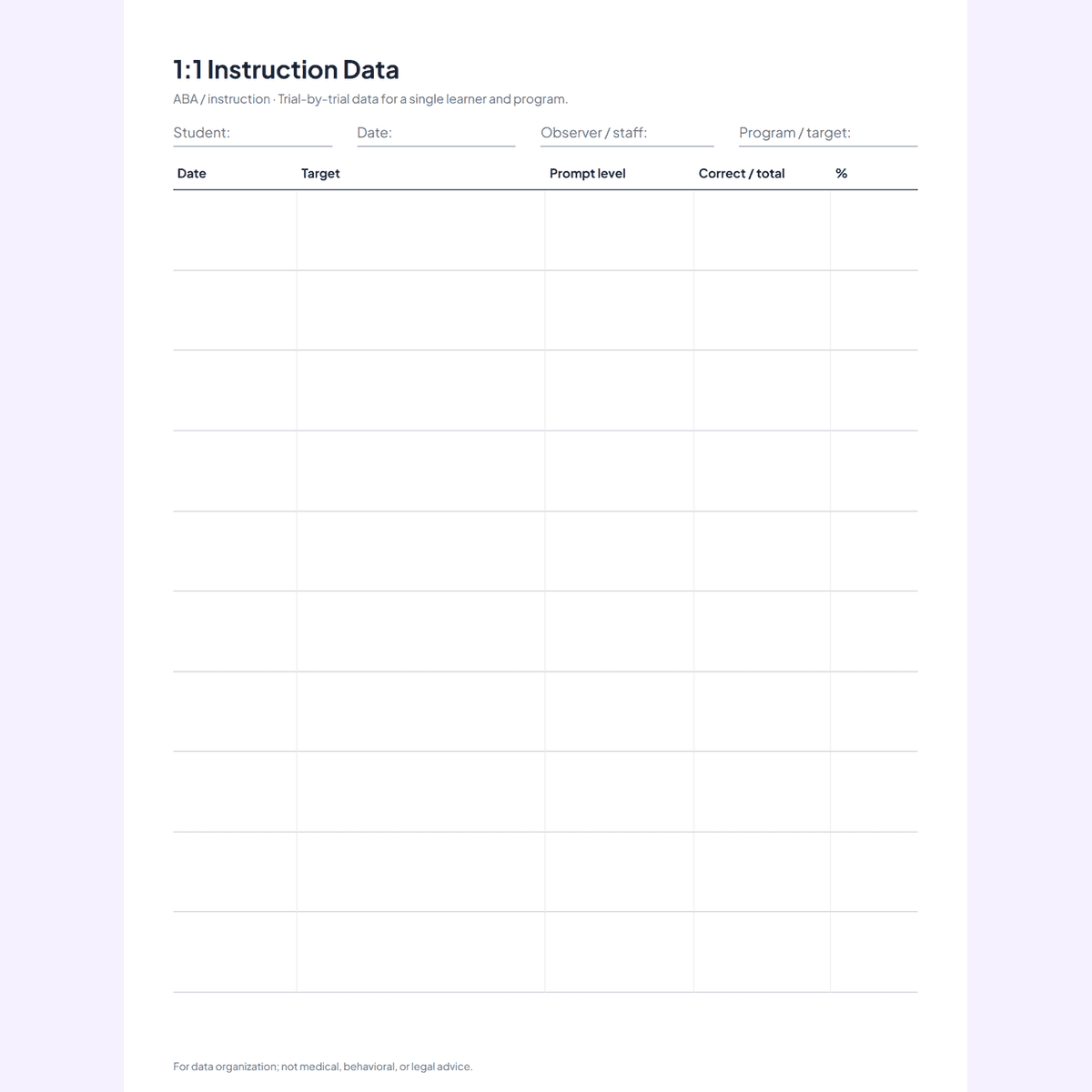 Type-in fillable PDF version of the Special Education Data Sheets Pack