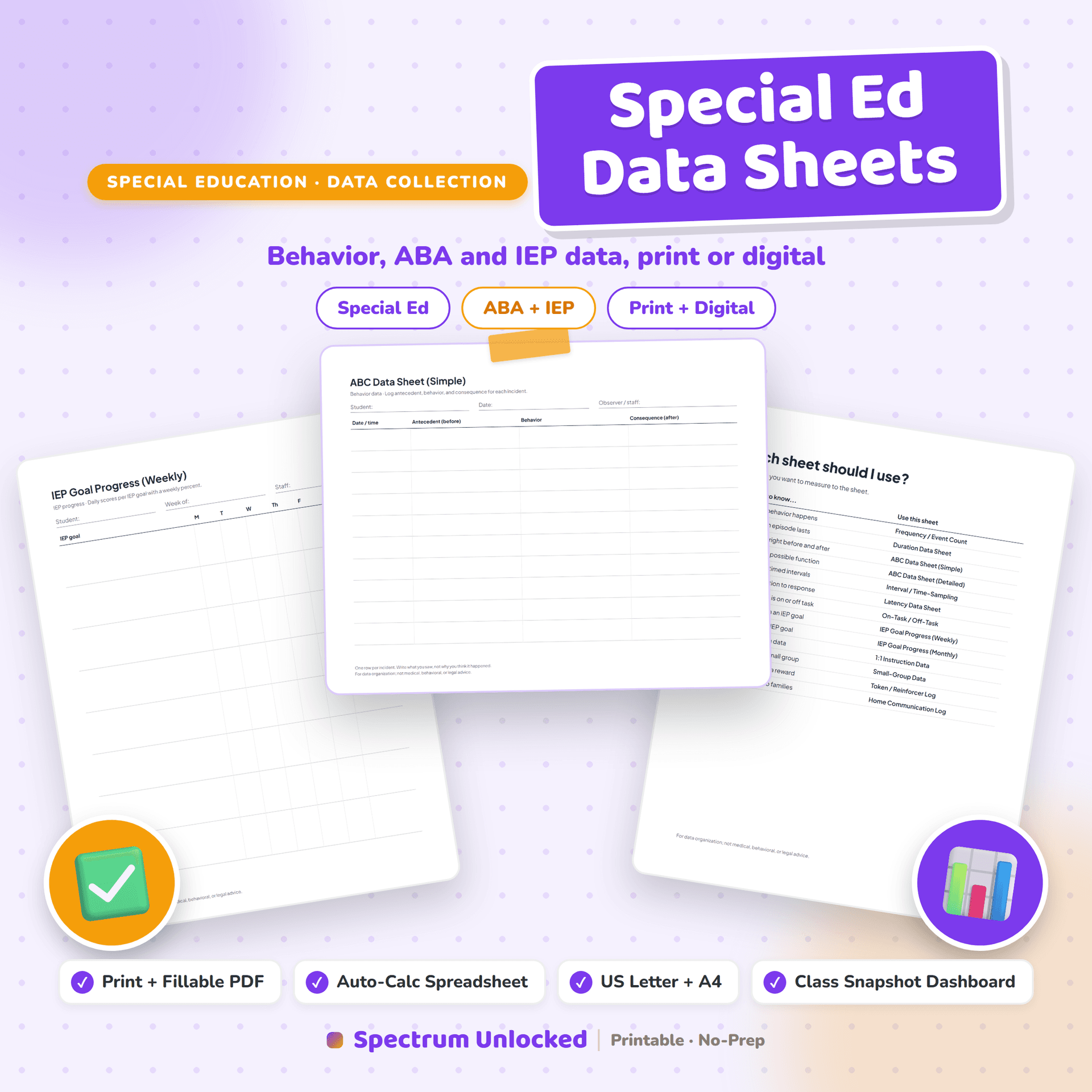 Special Education Data Sheets Pack cover