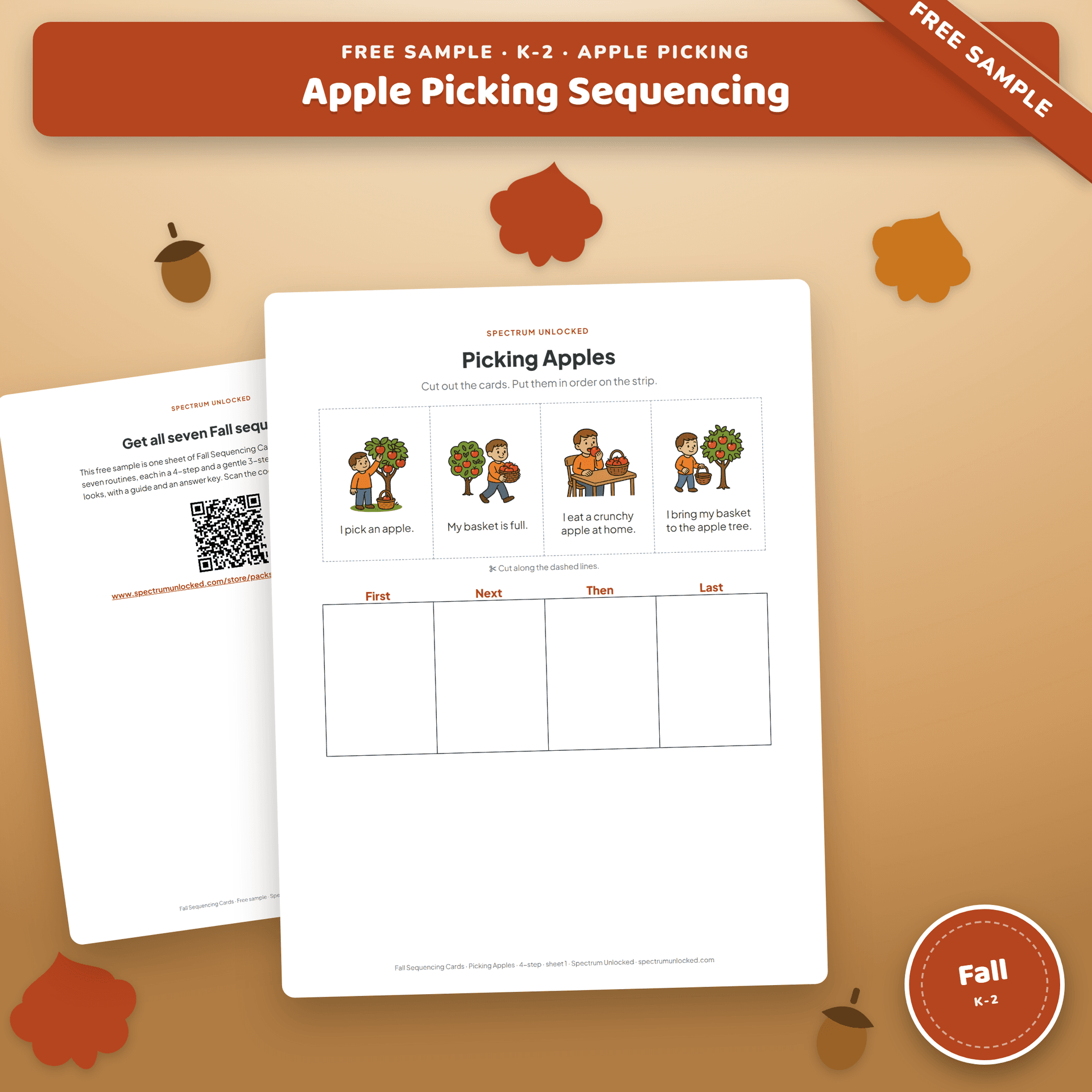 Free Apple Picking Sequencing Cards sample cover