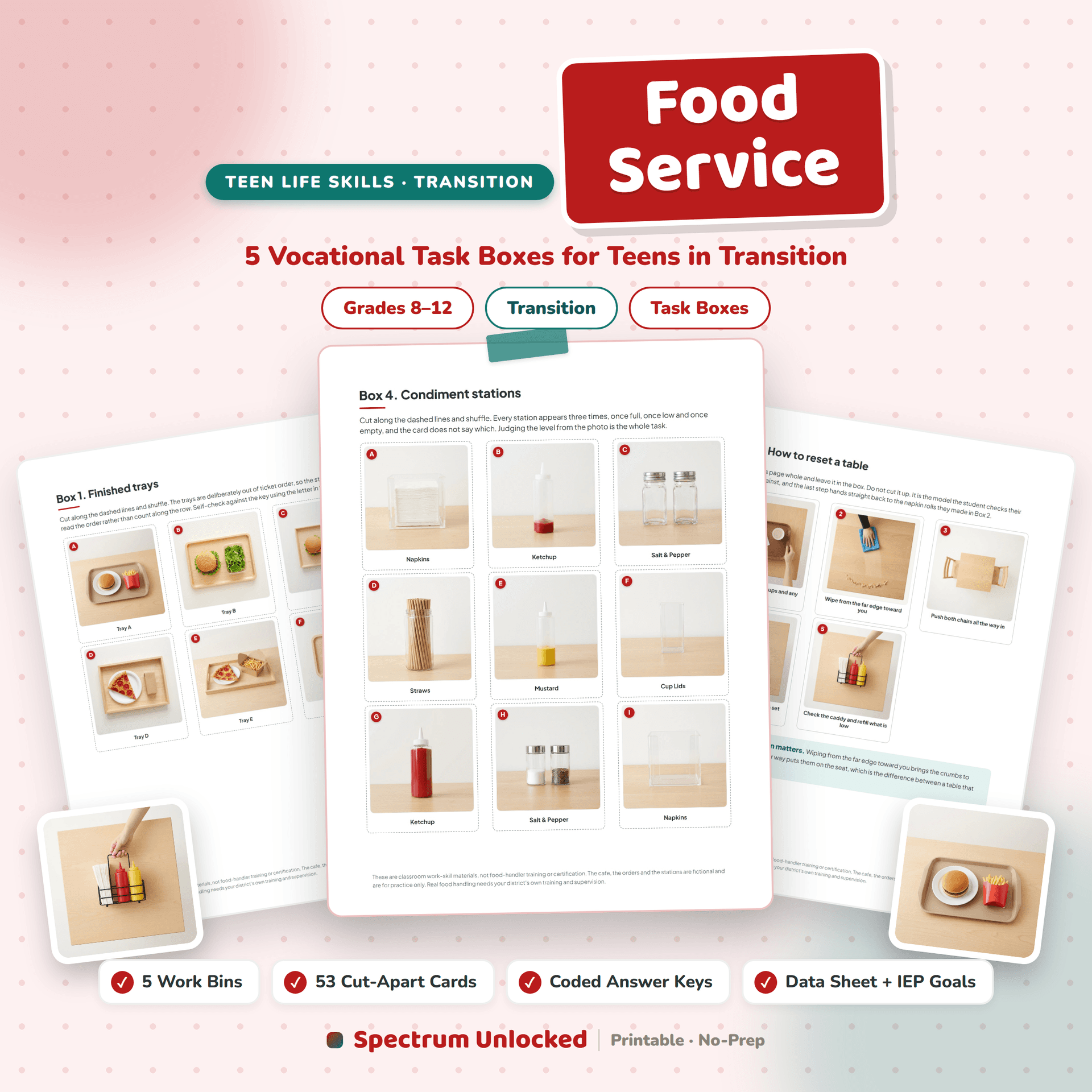 Food Service task boxes, one of the three packs in the bundle