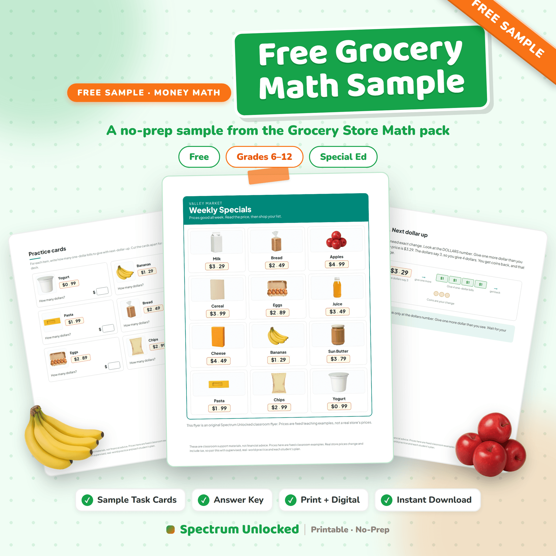 Grocery Store Math for Teens free sample preview