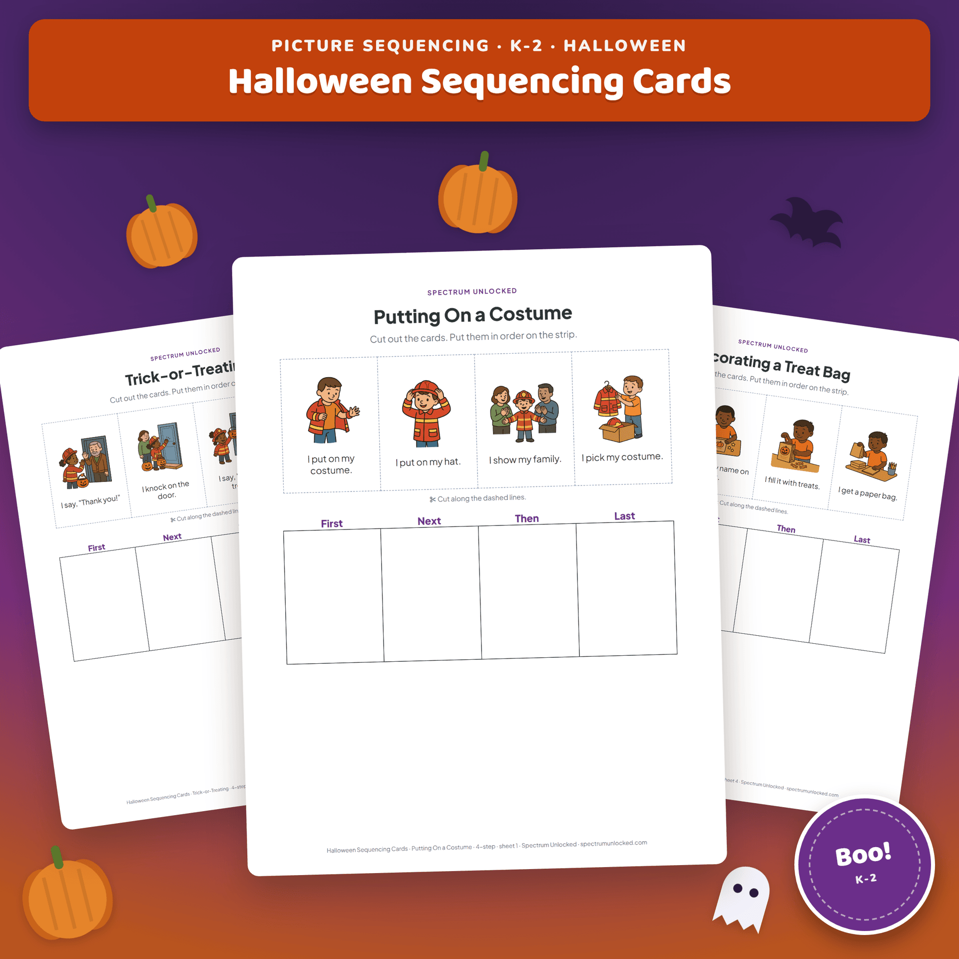 Halloween Sequencing Cards cover, with picture cards from the Halloween sequences