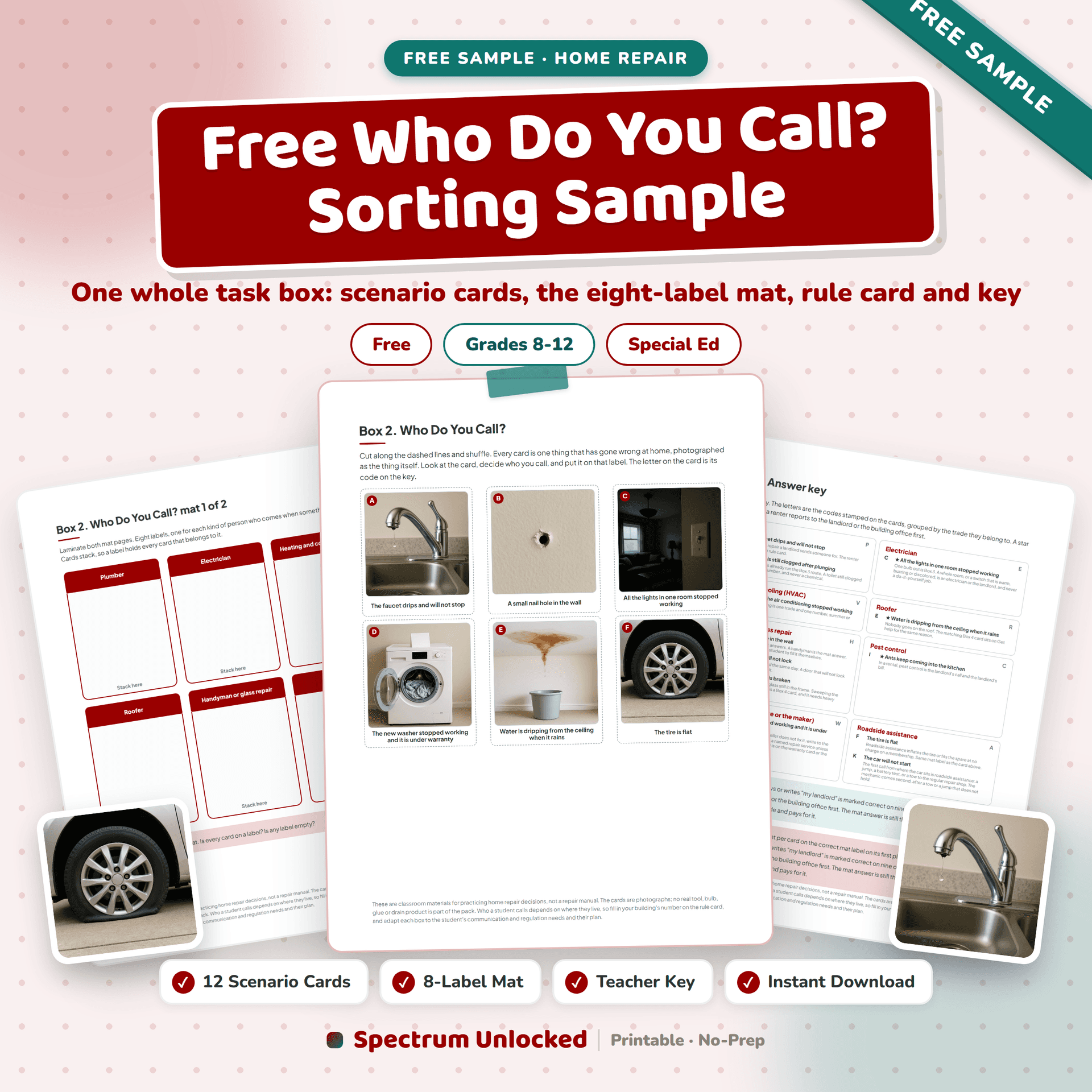 Who Do You Call? free sample cover: one whole task box from the Basic Home Repair Task Boxes