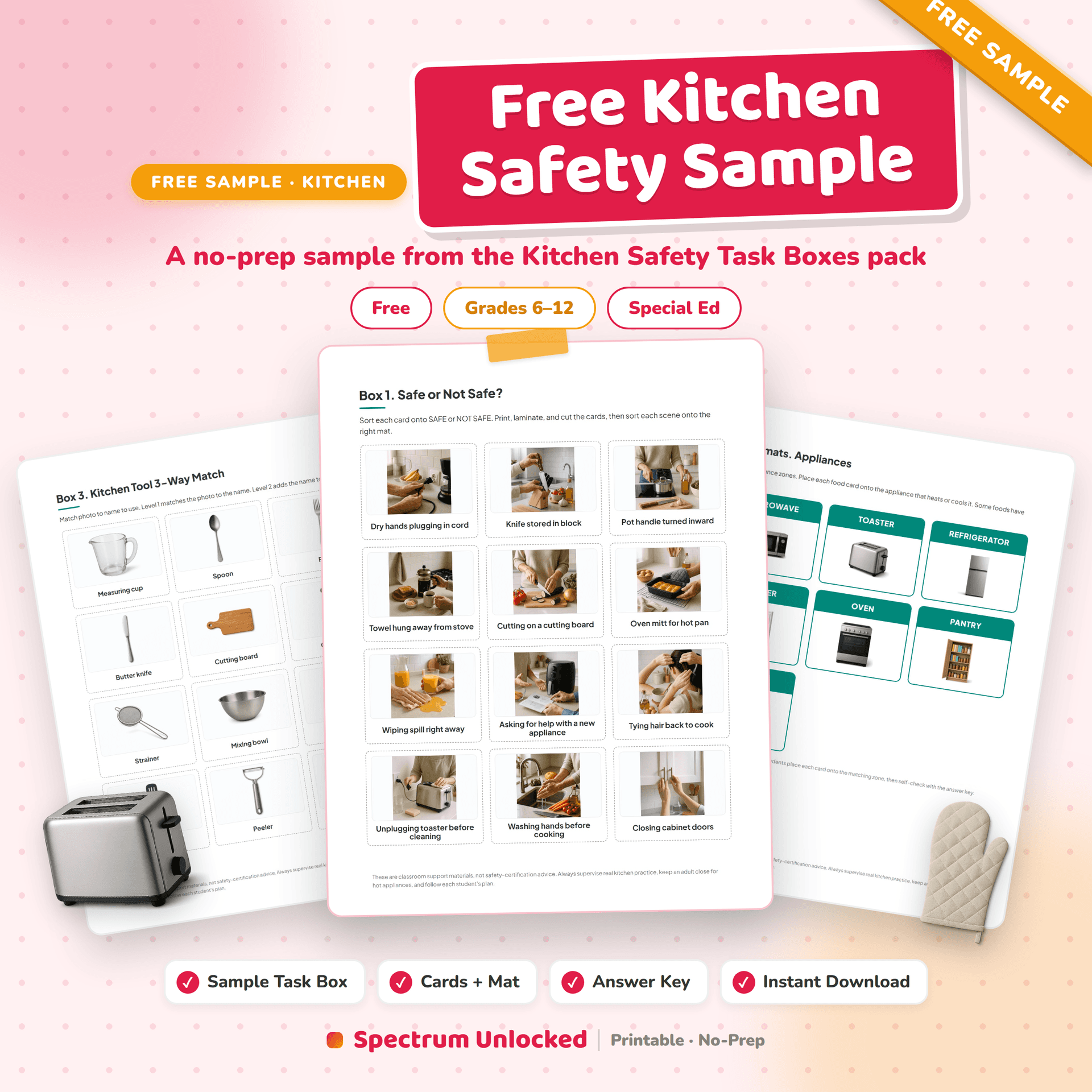 Kitchen Safety & Appliance Task Boxes free sample preview