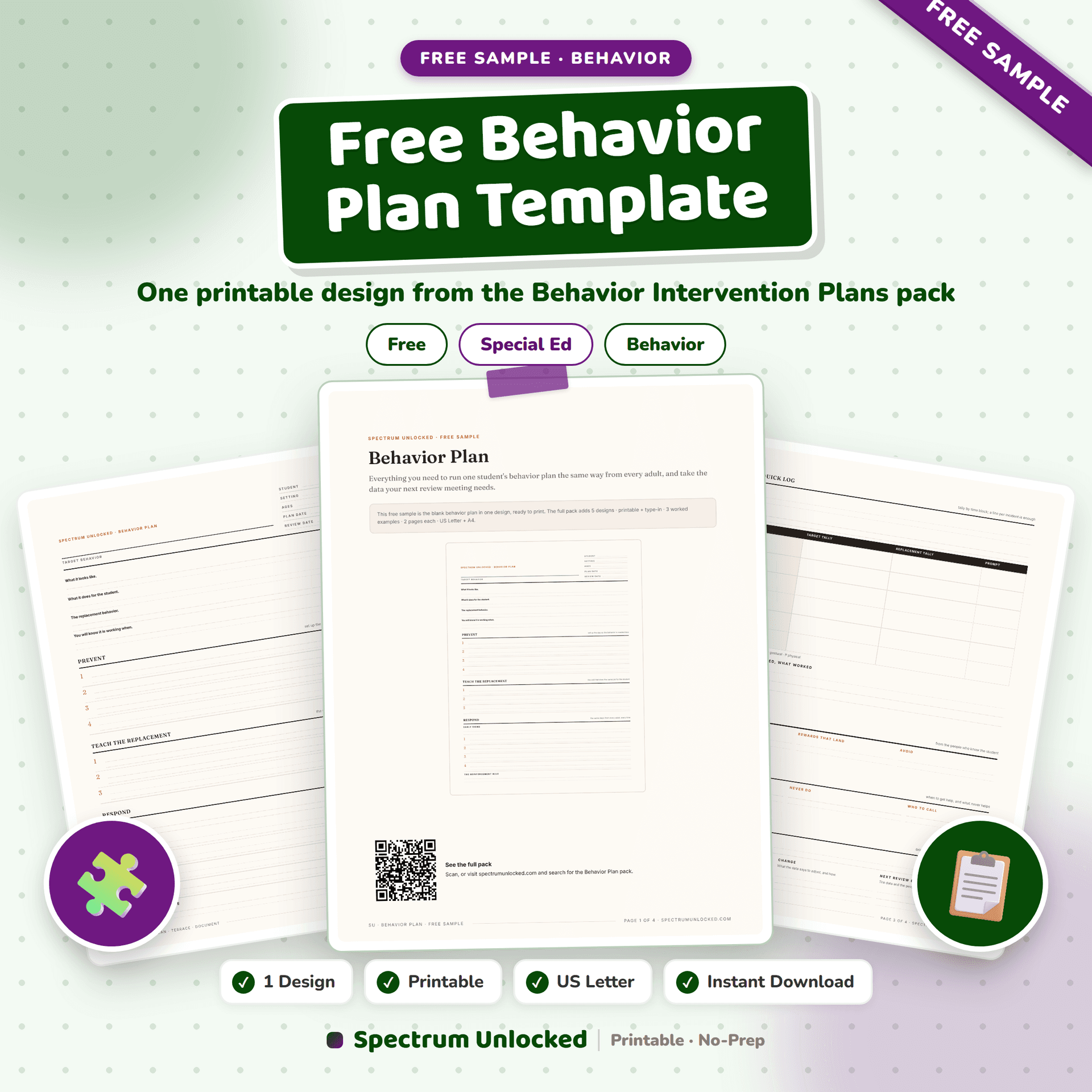 Behavior Intervention Plan Template free sample preview