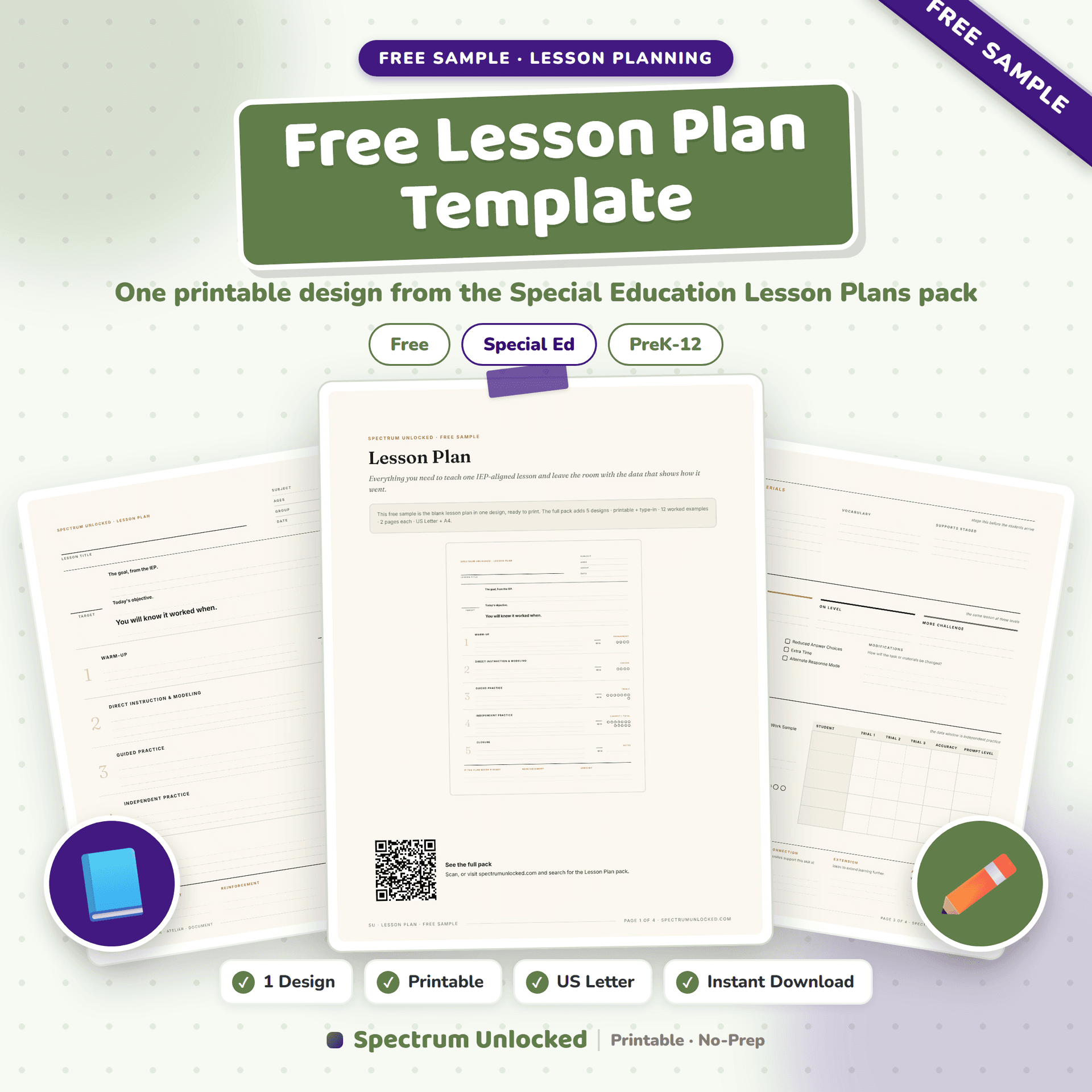 Special Education Lesson Plan Template free sample preview