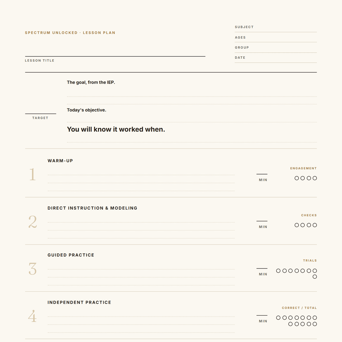 Free special education lesson plan template cover showing the printable page
