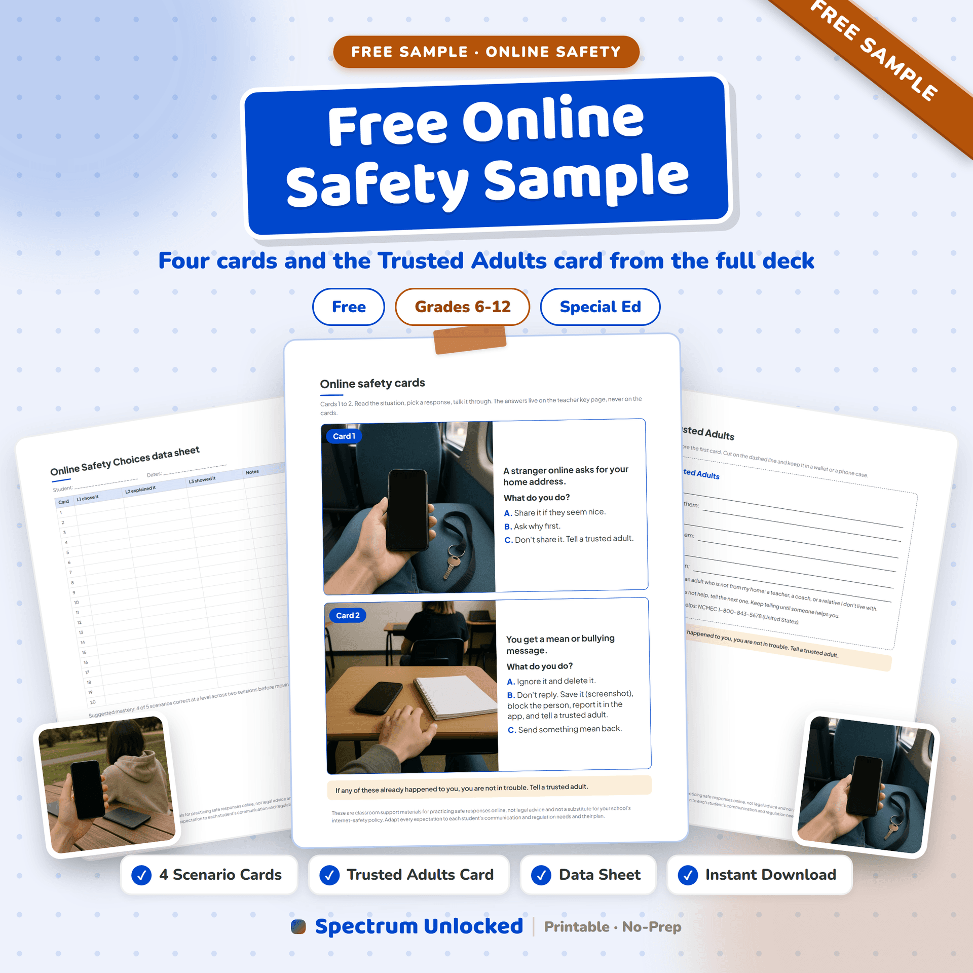 Online Safety Scenario Cards free sample cover