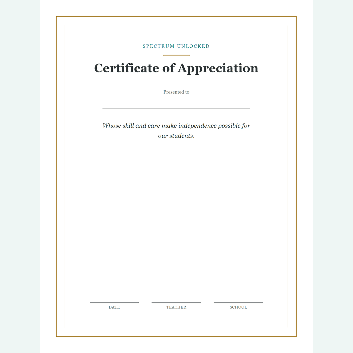 The three appreciation certificates