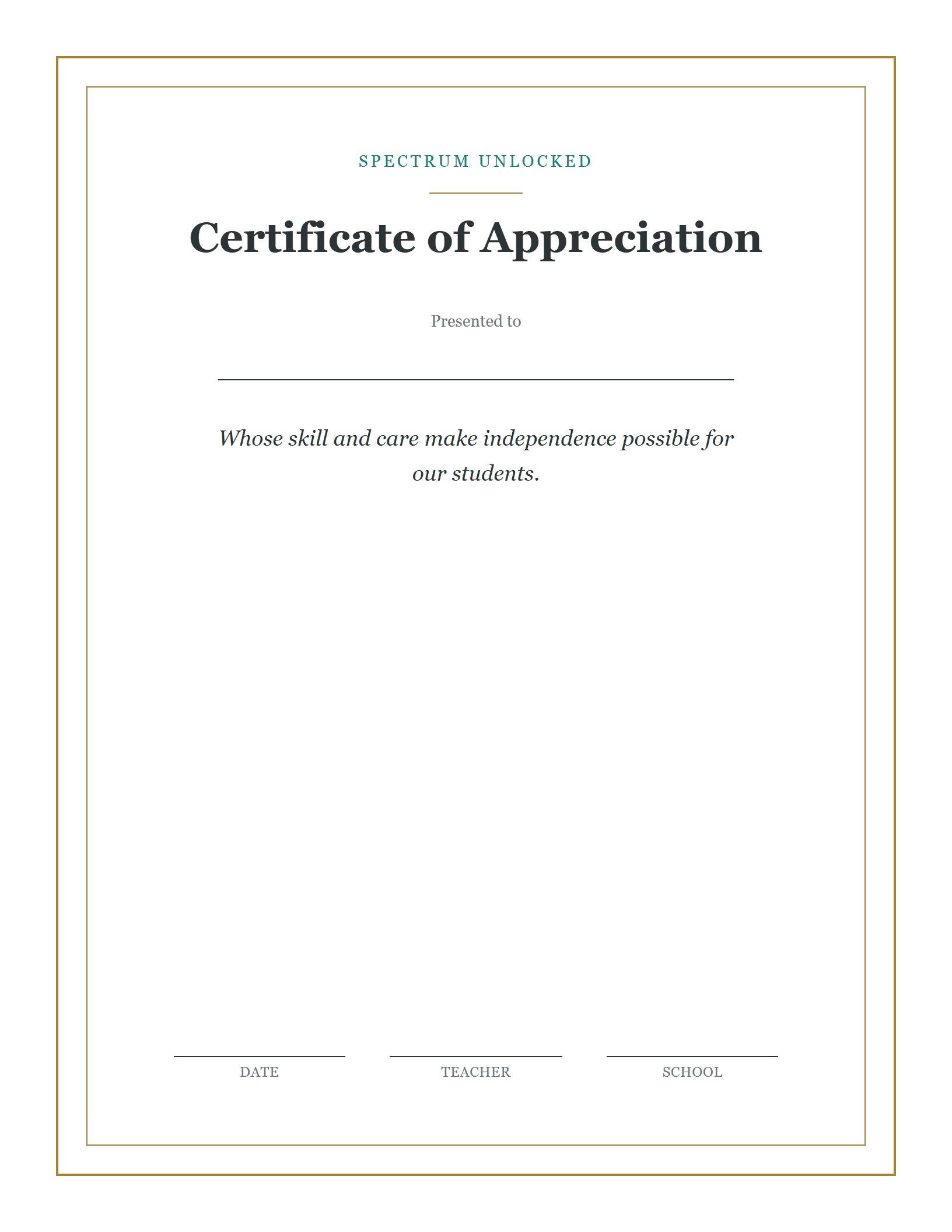 The three appreciation certificates