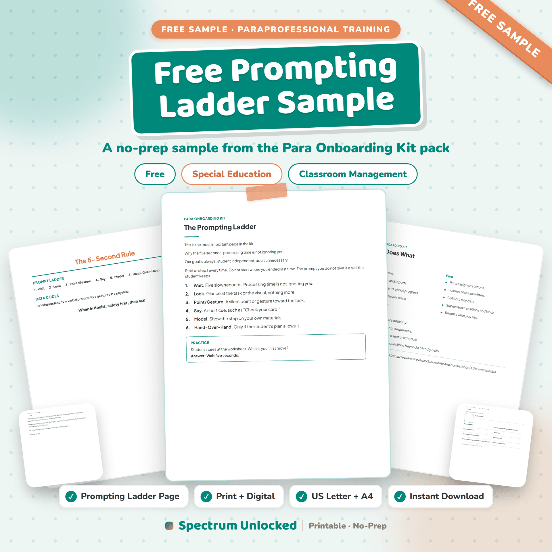 Paraprofessional Onboarding Kit free sample preview