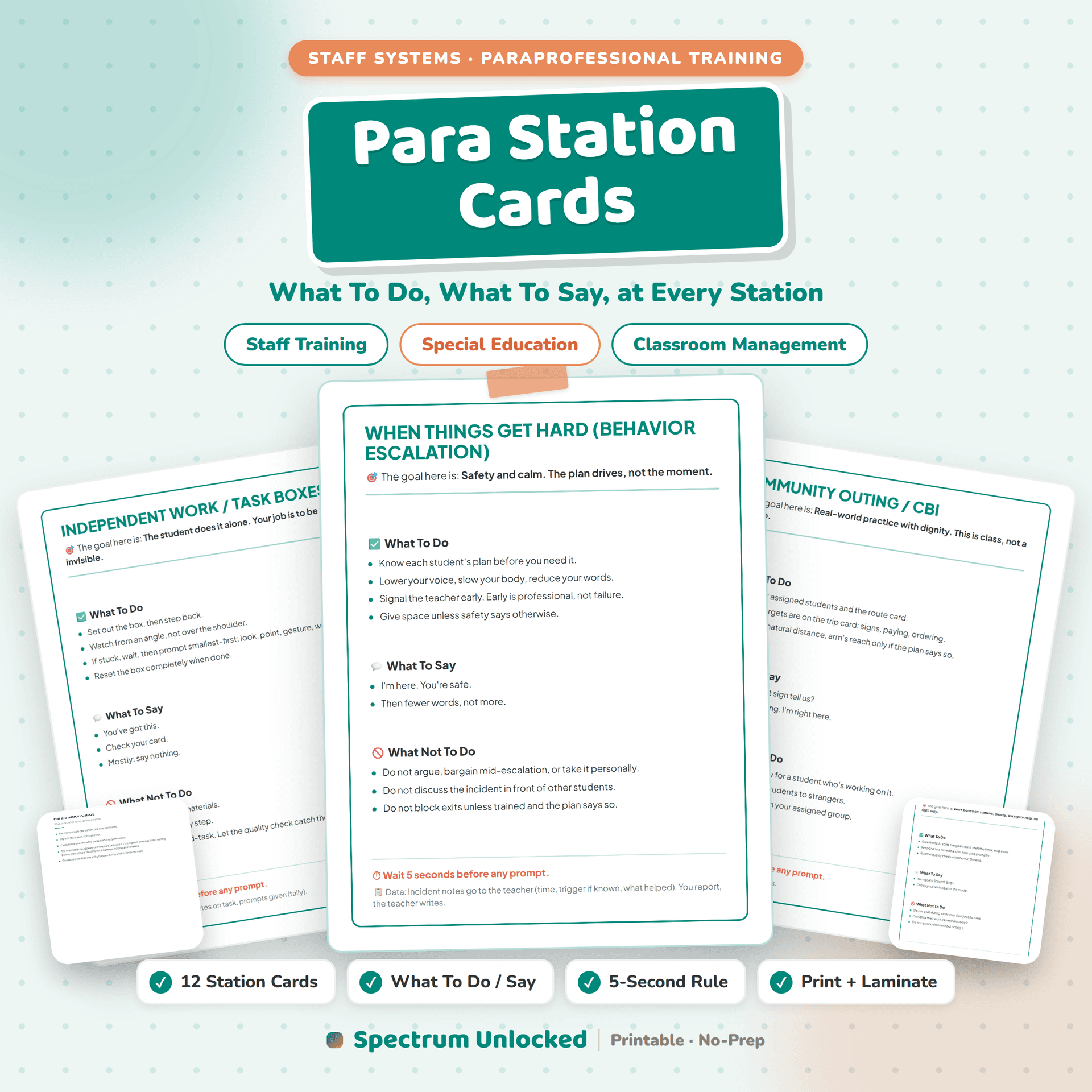 Paraprofessional Station Cards cover