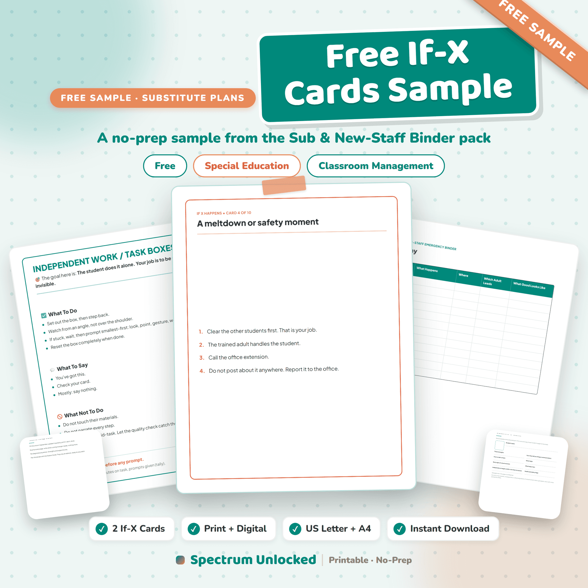 Special Education Sub Binder free sample preview