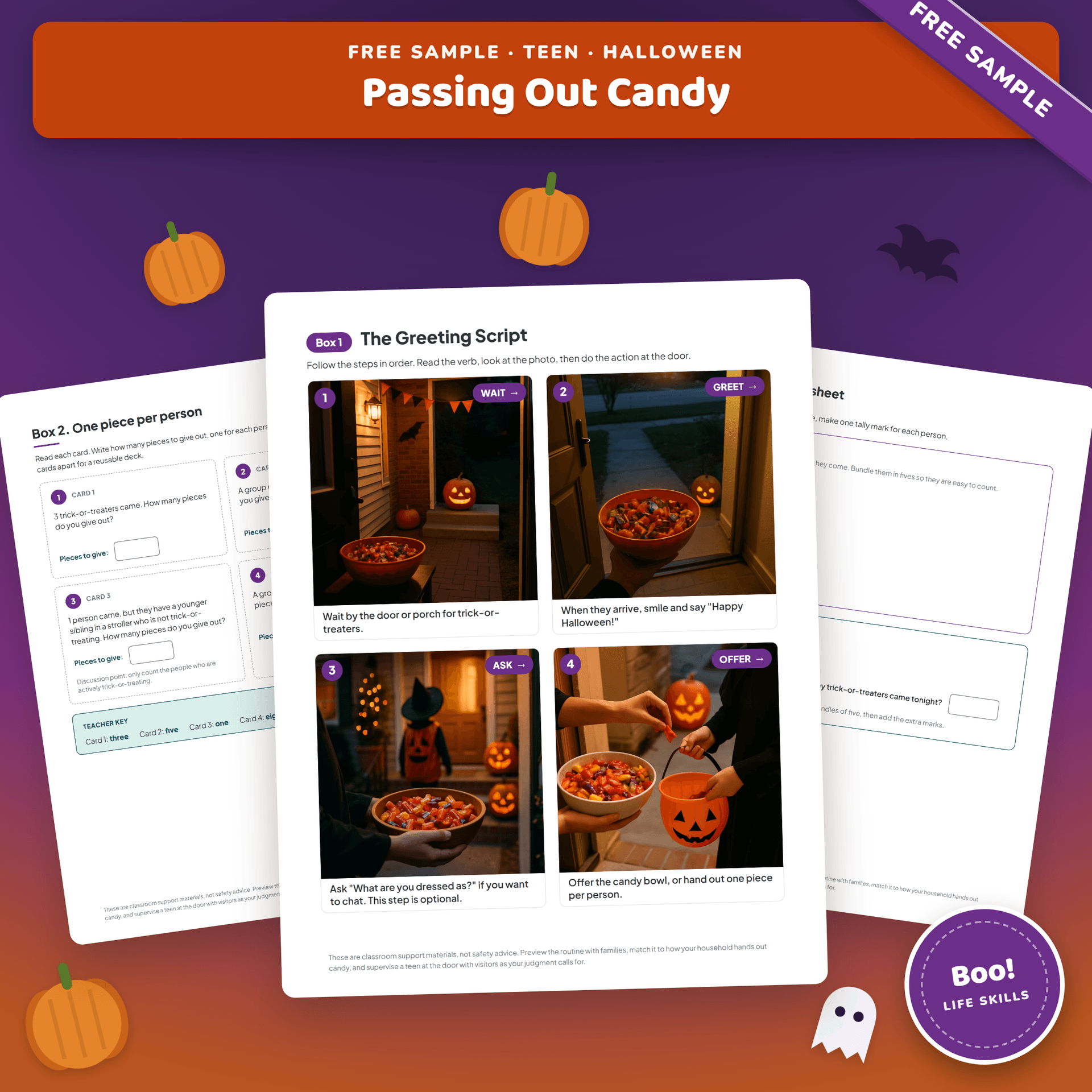 Passing Out Candy Greeting Script Sample for Teens free sample preview