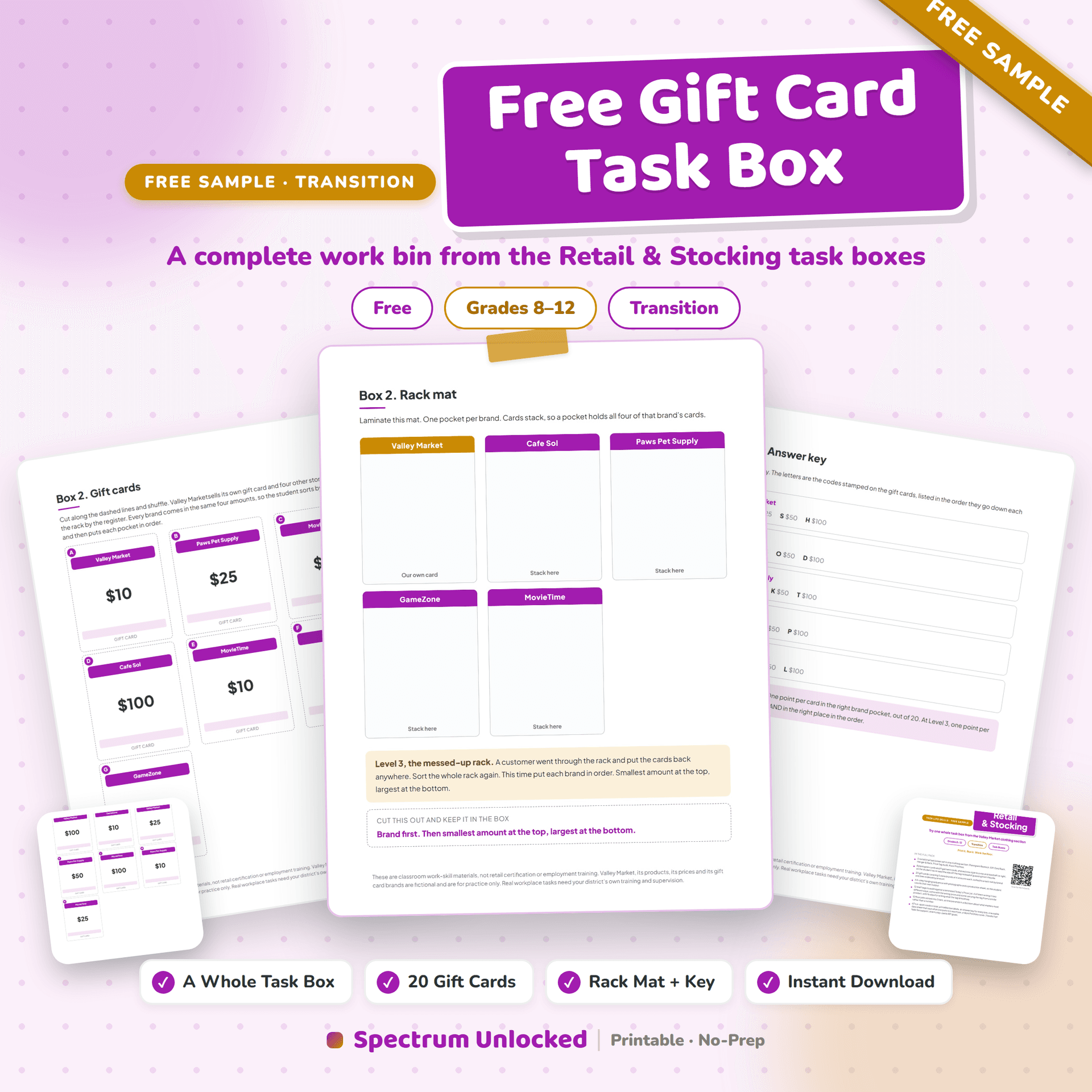 Job Skills Task Boxes: Retail & Stocking free sample preview