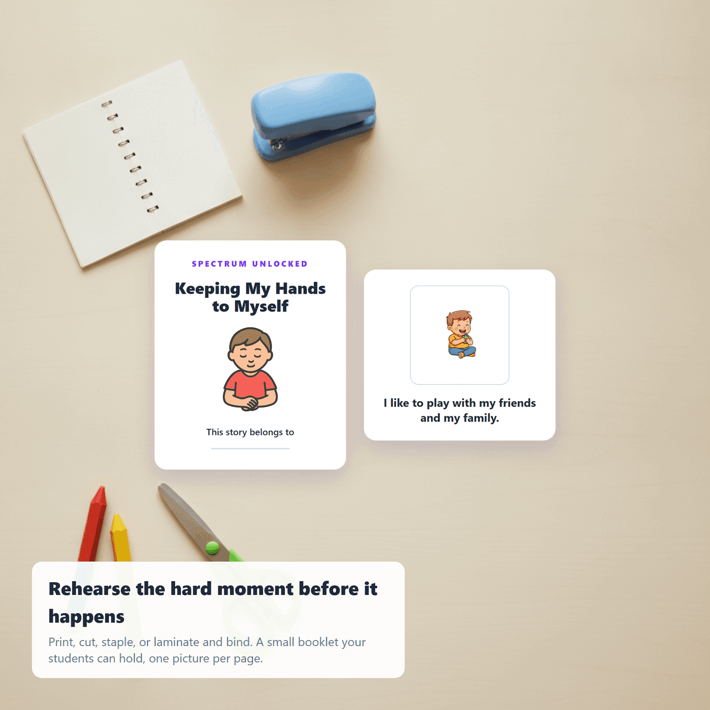 Behavior social story in use during a classroom read-aloud
