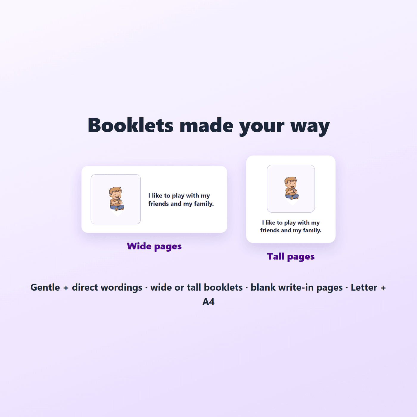 US Letter and A4 print formats included in the Behavior Social Stories pack