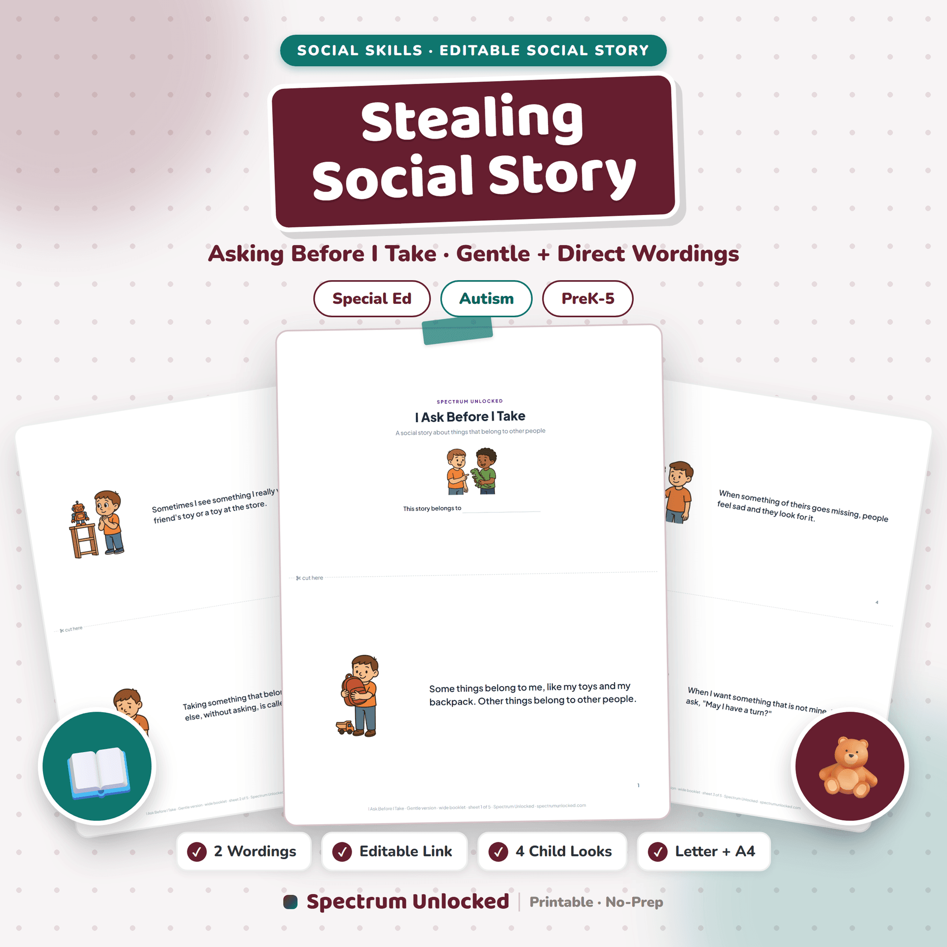 Stealing Social Story: Asking Before I Take cover