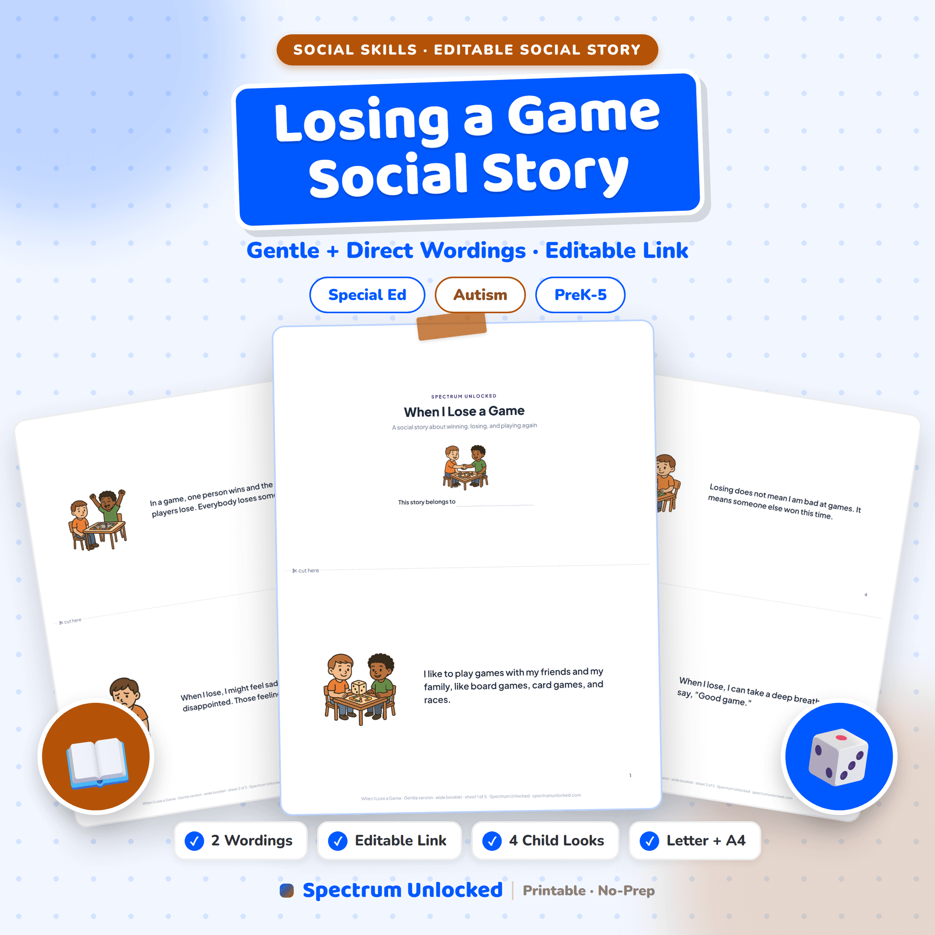 Losing a Game Social Story cover