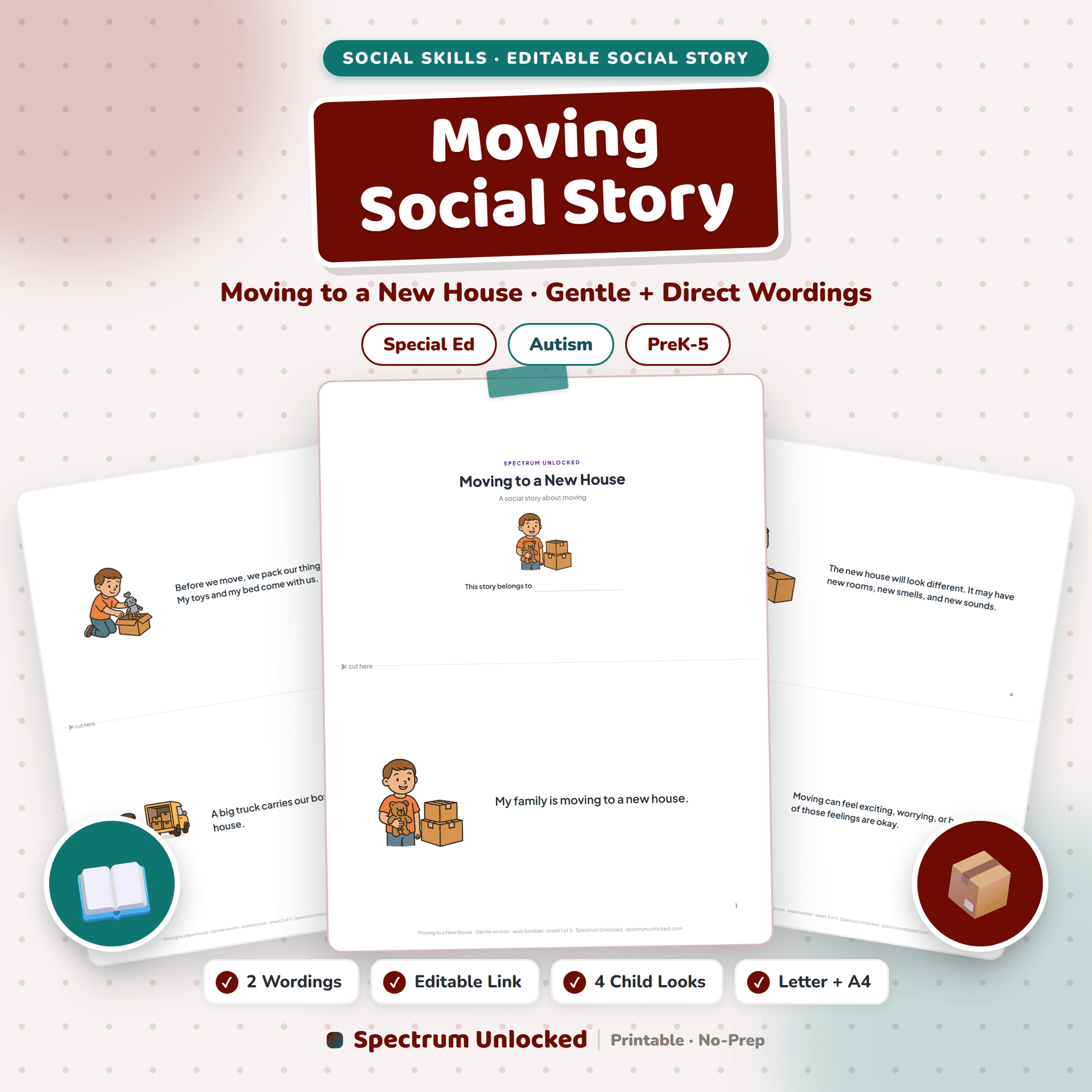 Moving Social Story cover, a printable story about moving to a new house