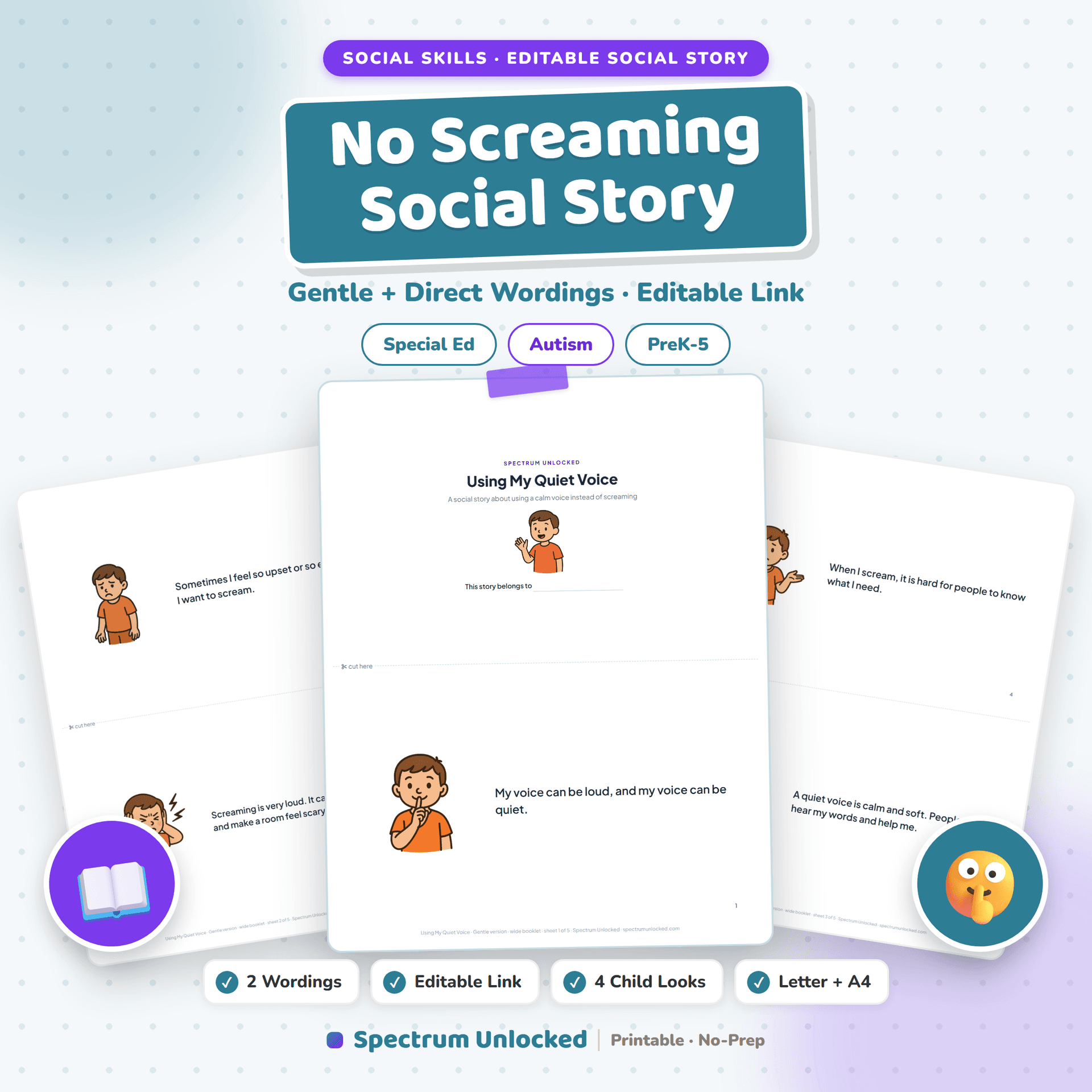 No Screaming Social Story: Using a Quiet Voice cover