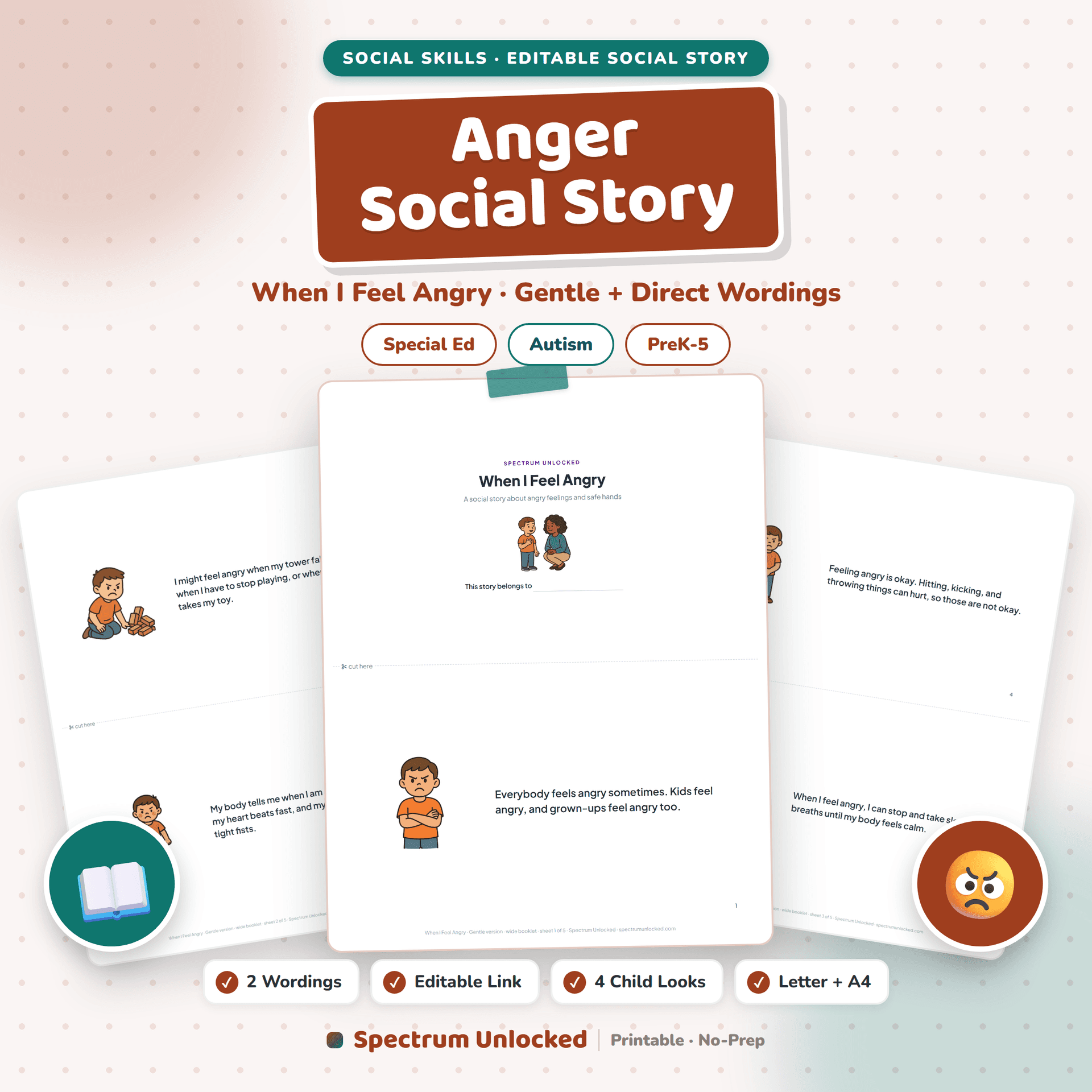 Anger Social Story: When I Feel Angry cover
