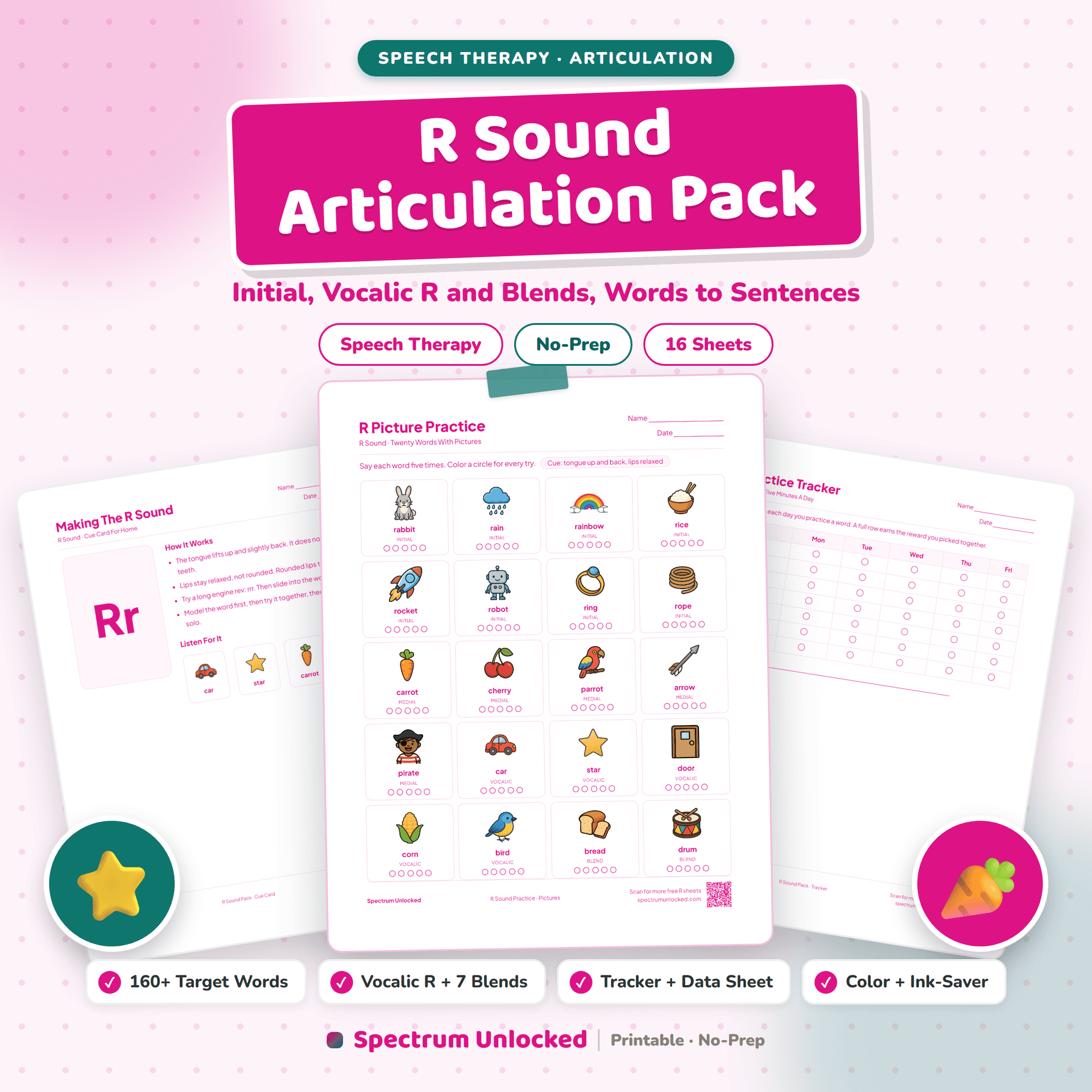 R Sound Articulation Worksheets Pack cover