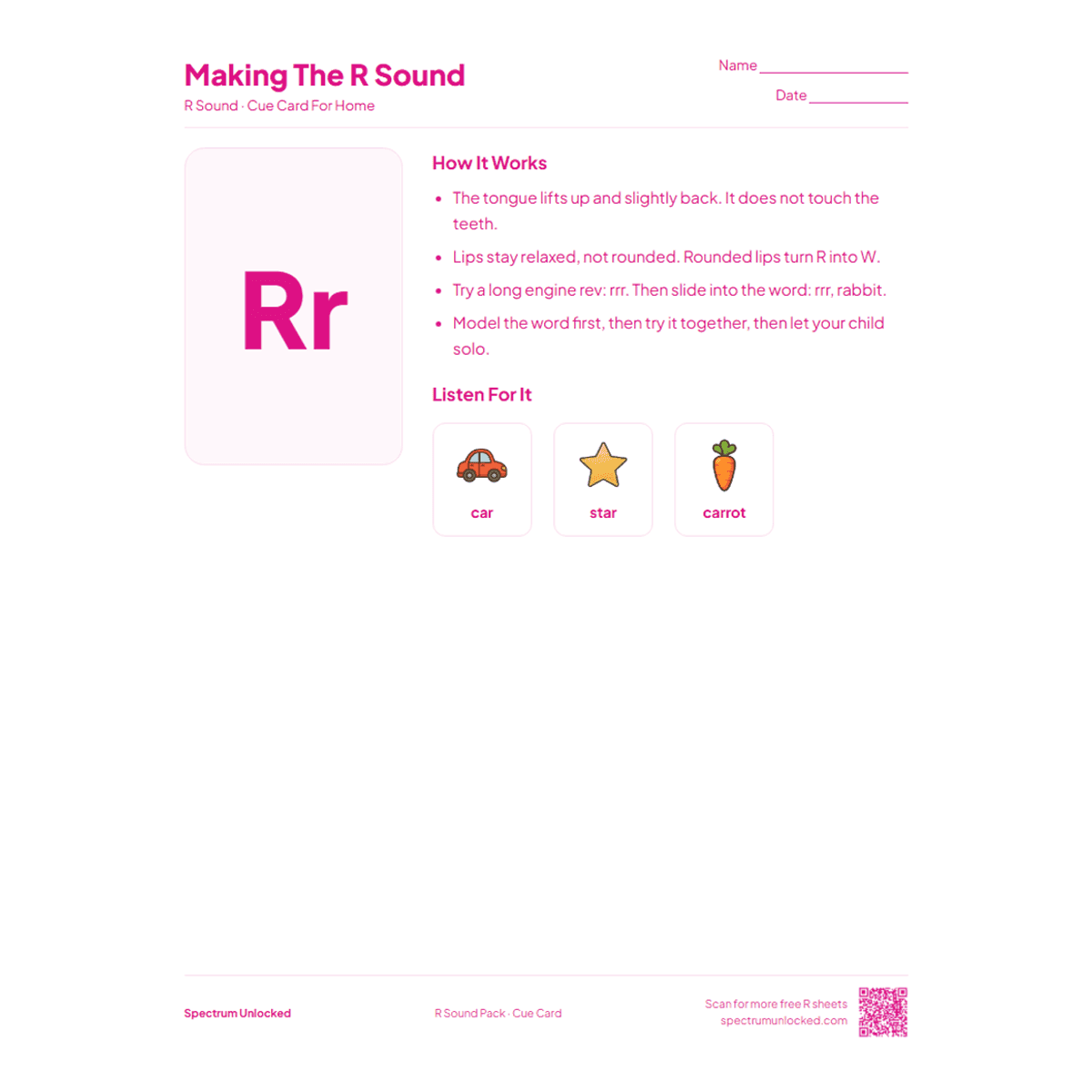R Sound Articulation Worksheets Pack cover