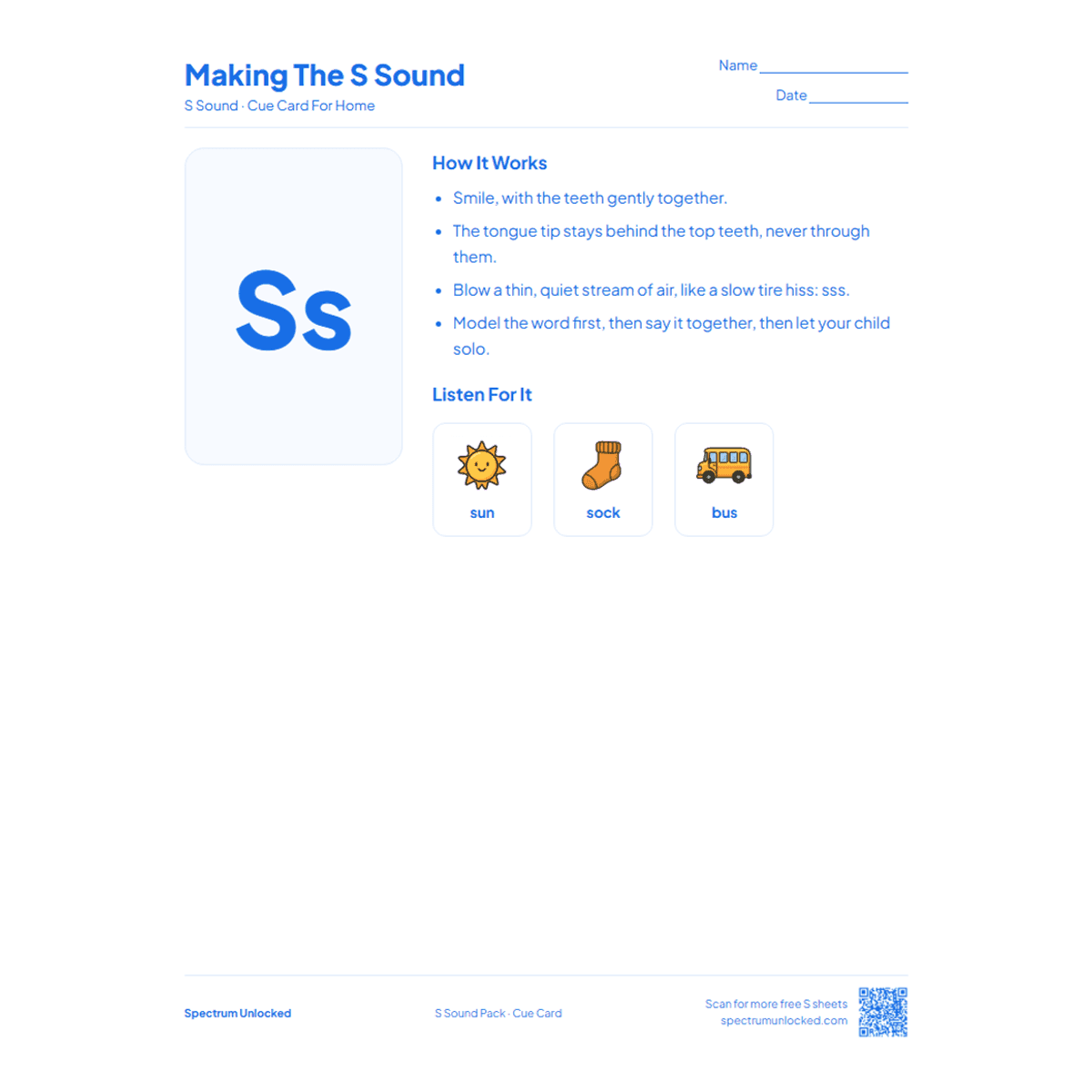 S Sound Articulation Worksheets Pack cover