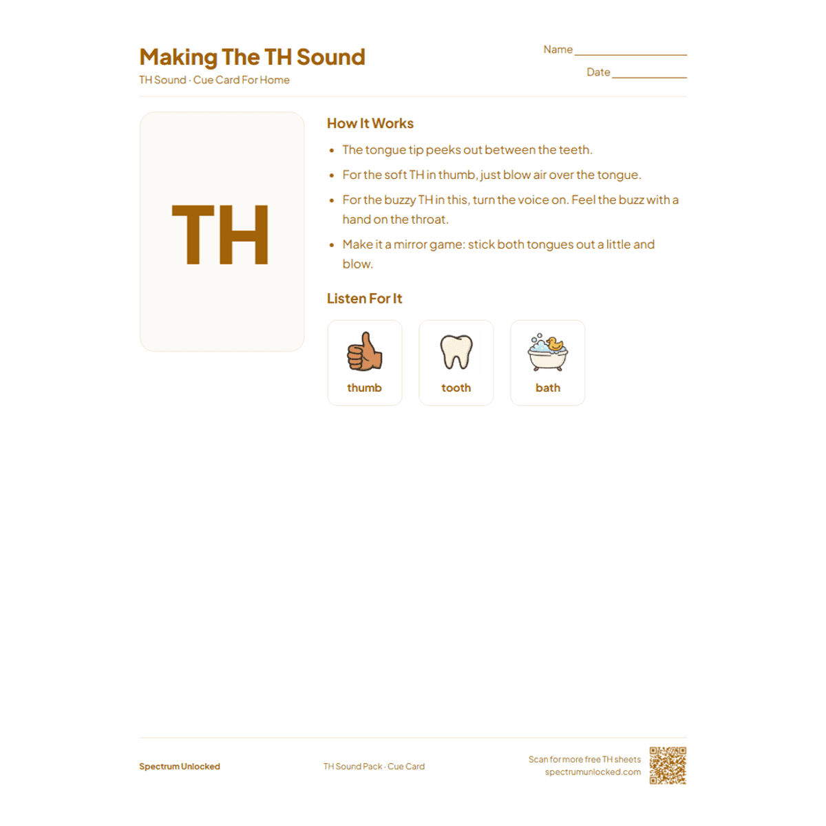 TH Sound Articulation Worksheets Pack cover