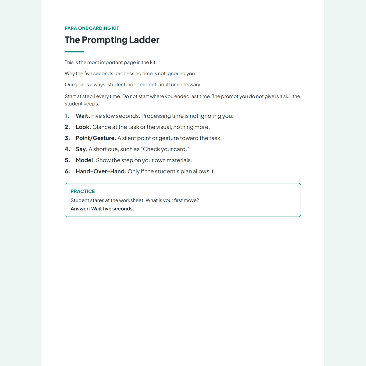 The Paraprofessional Onboarding Kit from the bundle