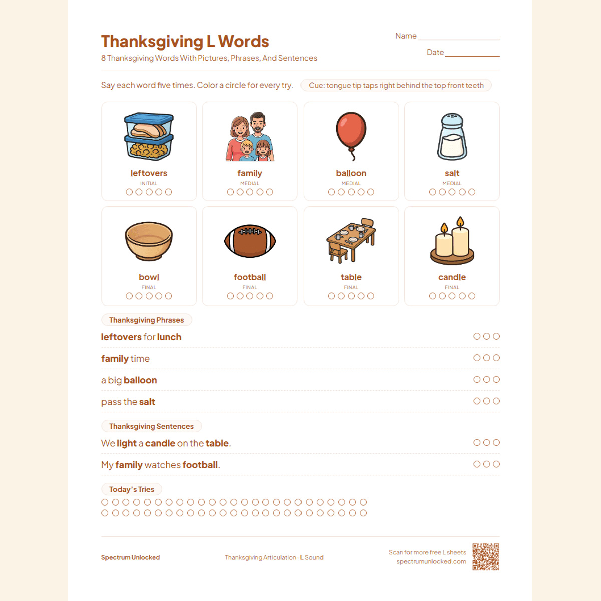 Thanksgiving L words page with leftovers, family and football pictures