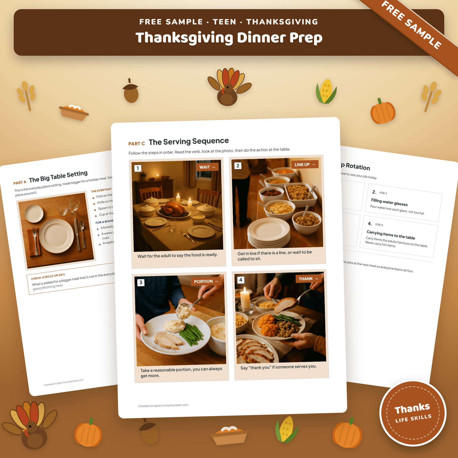 Thanksgiving Table Setting and Serving Sequence Sample for Teens free sample preview