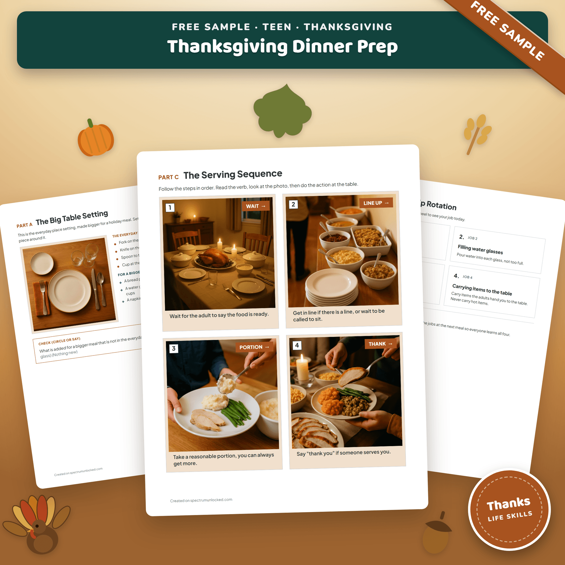 Free Thanksgiving Table Setting Sample for Teens cover, showing a holiday place setting