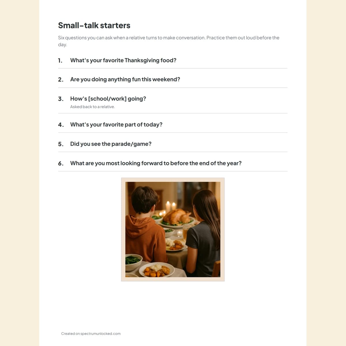 The small-talk starters page