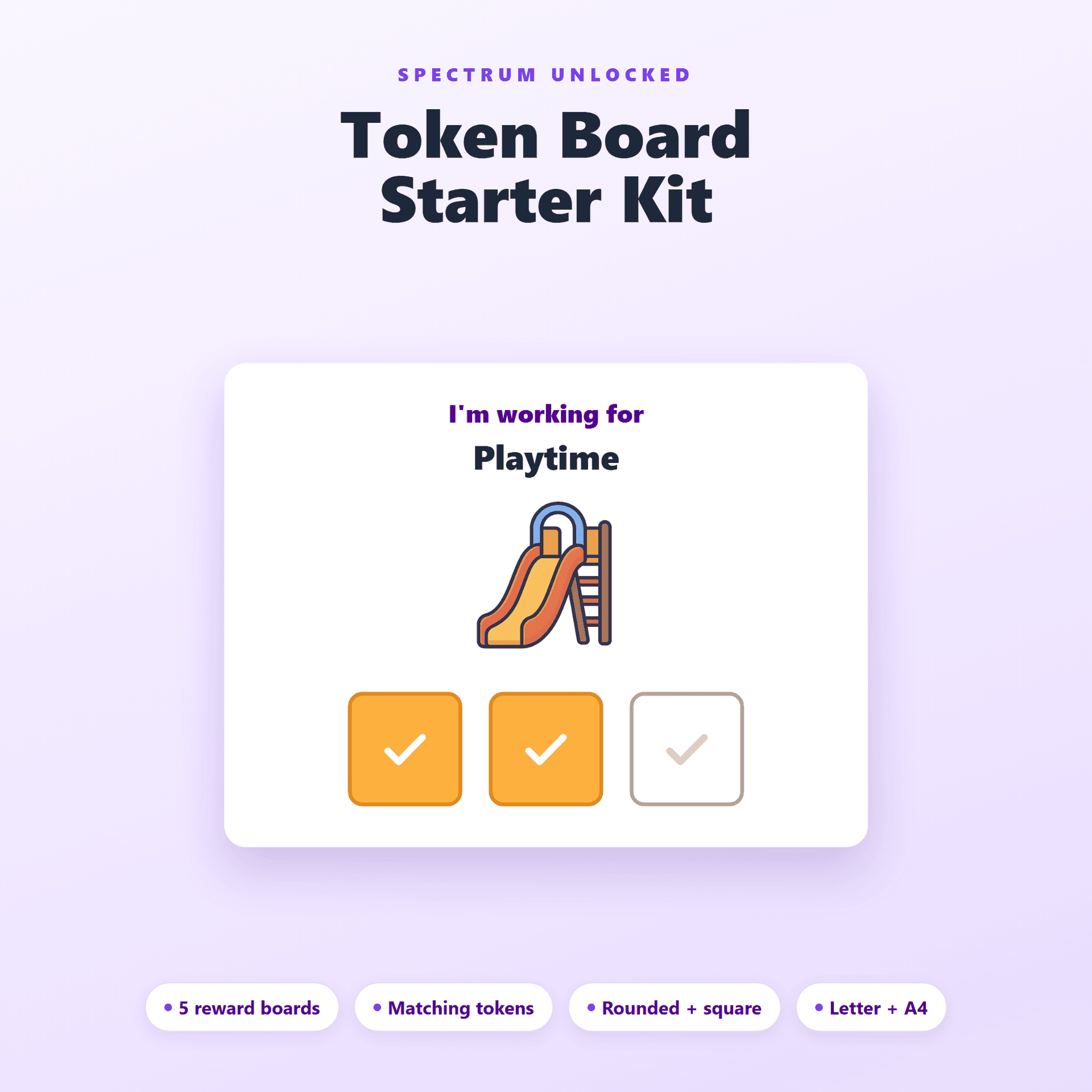 Token Board Pack cover showing printable token economy boards with cut-out tokens