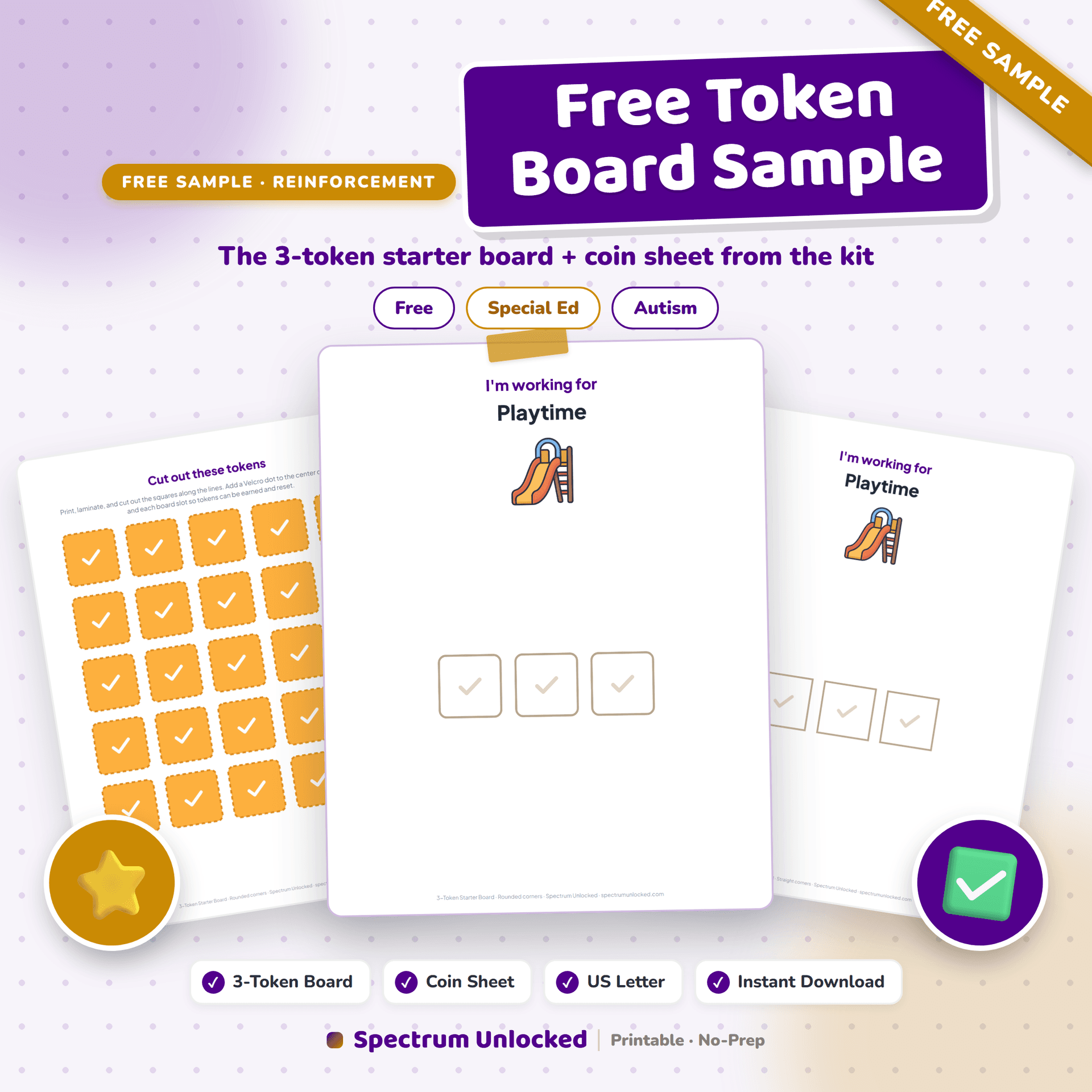 Free Token Board Sample cover showing the printable pages