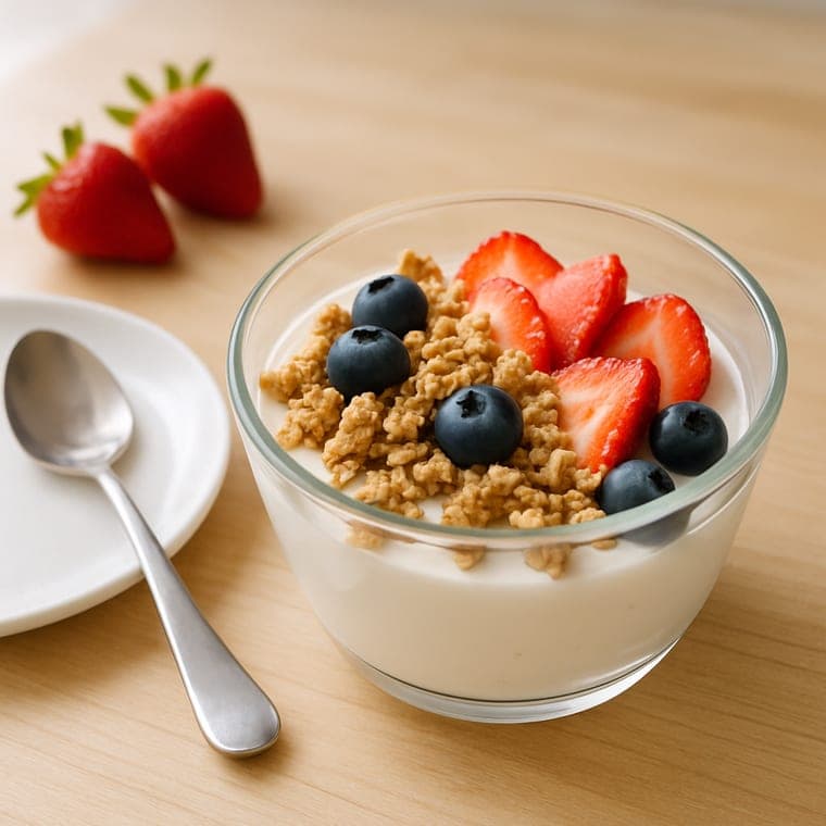 A finished no-cook snack plated and ready to eat from the Visual Recipes pack