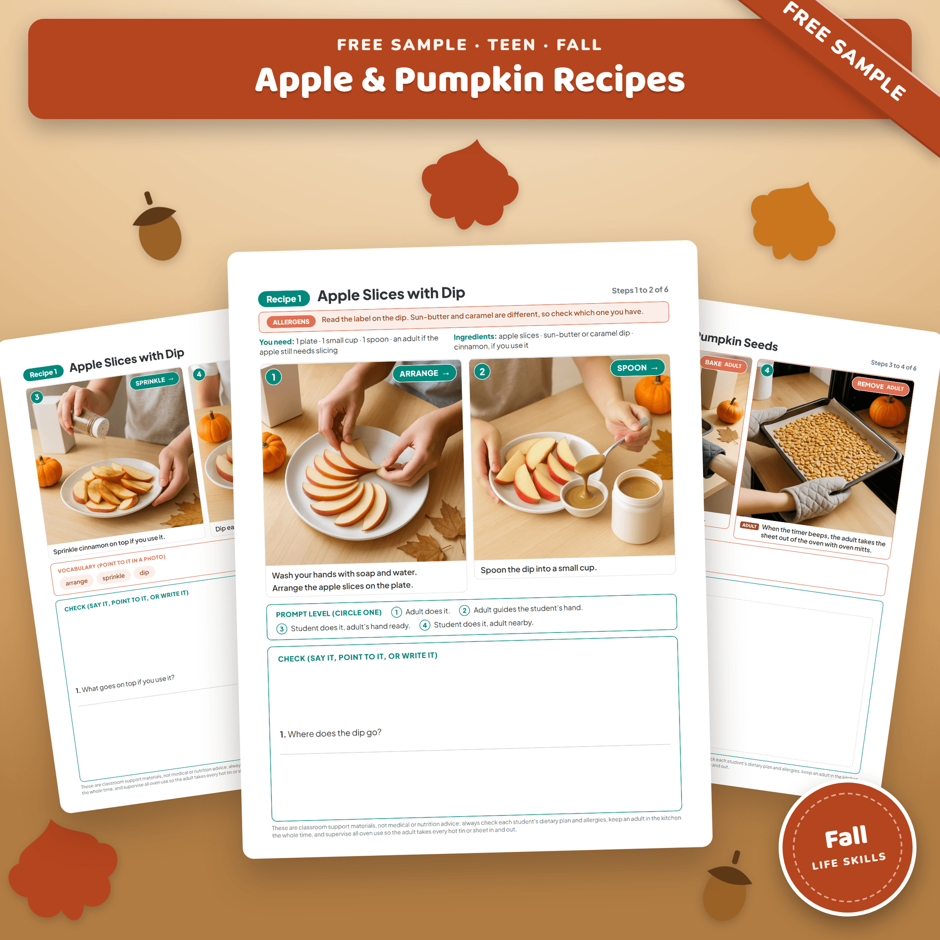 Apple and Pumpkin Visual Recipe for Teens (Fall Cooking Sample) free sample preview